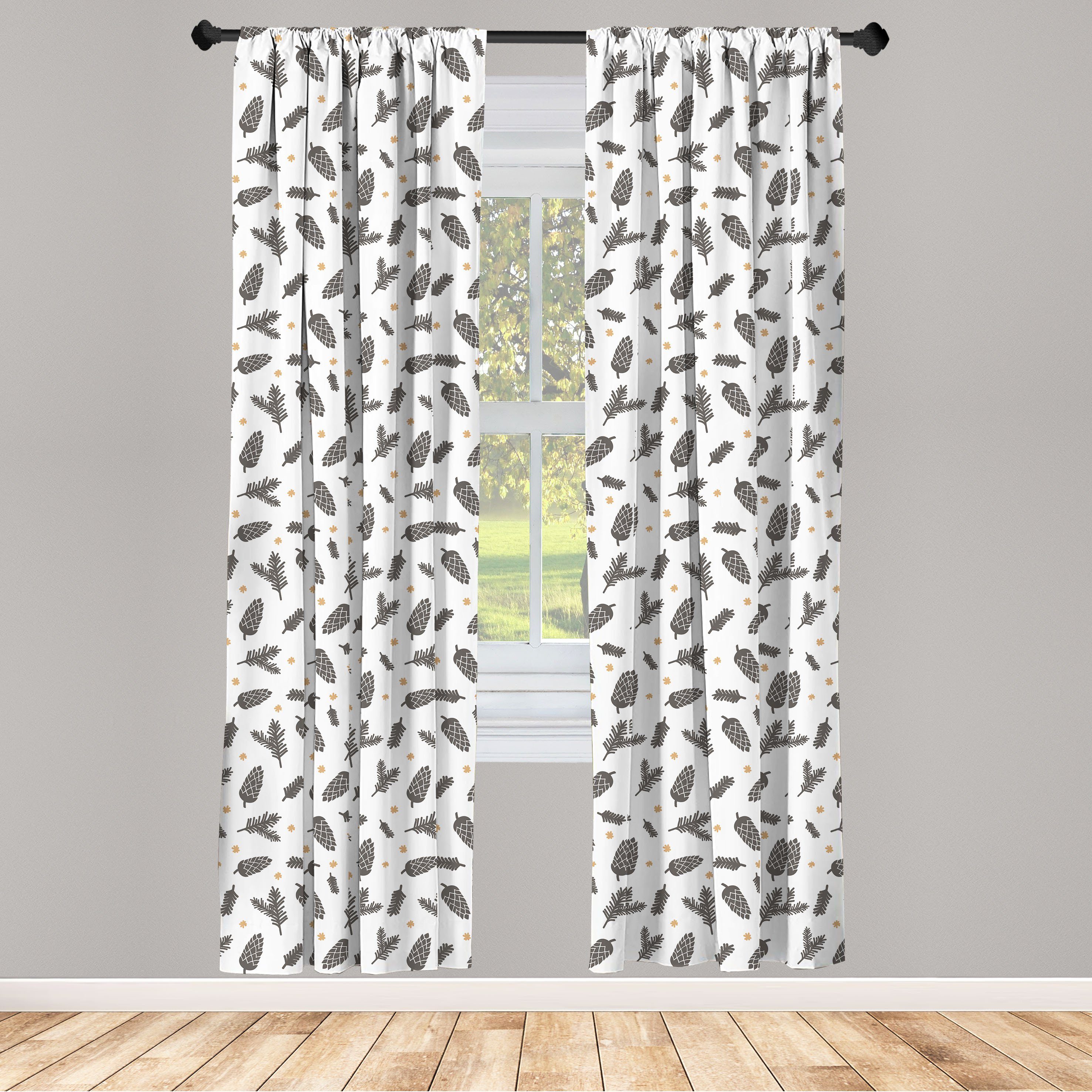 Gardine Vorhang für Wohnzimmer Schlafzimmer Dekor, Abakuhaus, Microfaser, Erdfarben Kiefer Schneeflocke