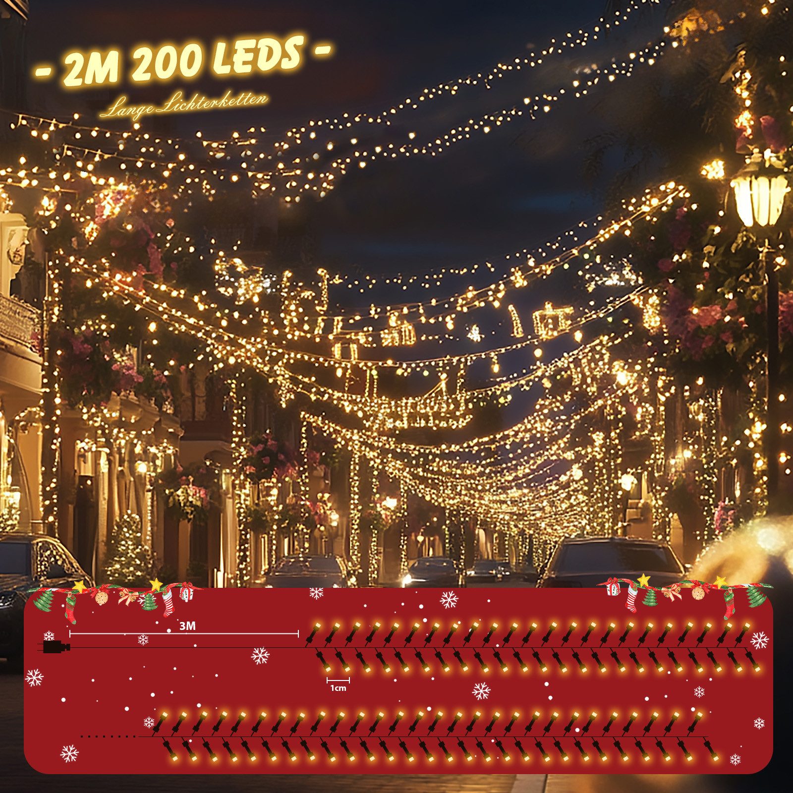 Salcar LED-Lichterkette LED Cluster Lichterkette Außen Weihnachtslichterket günstig online kaufen
