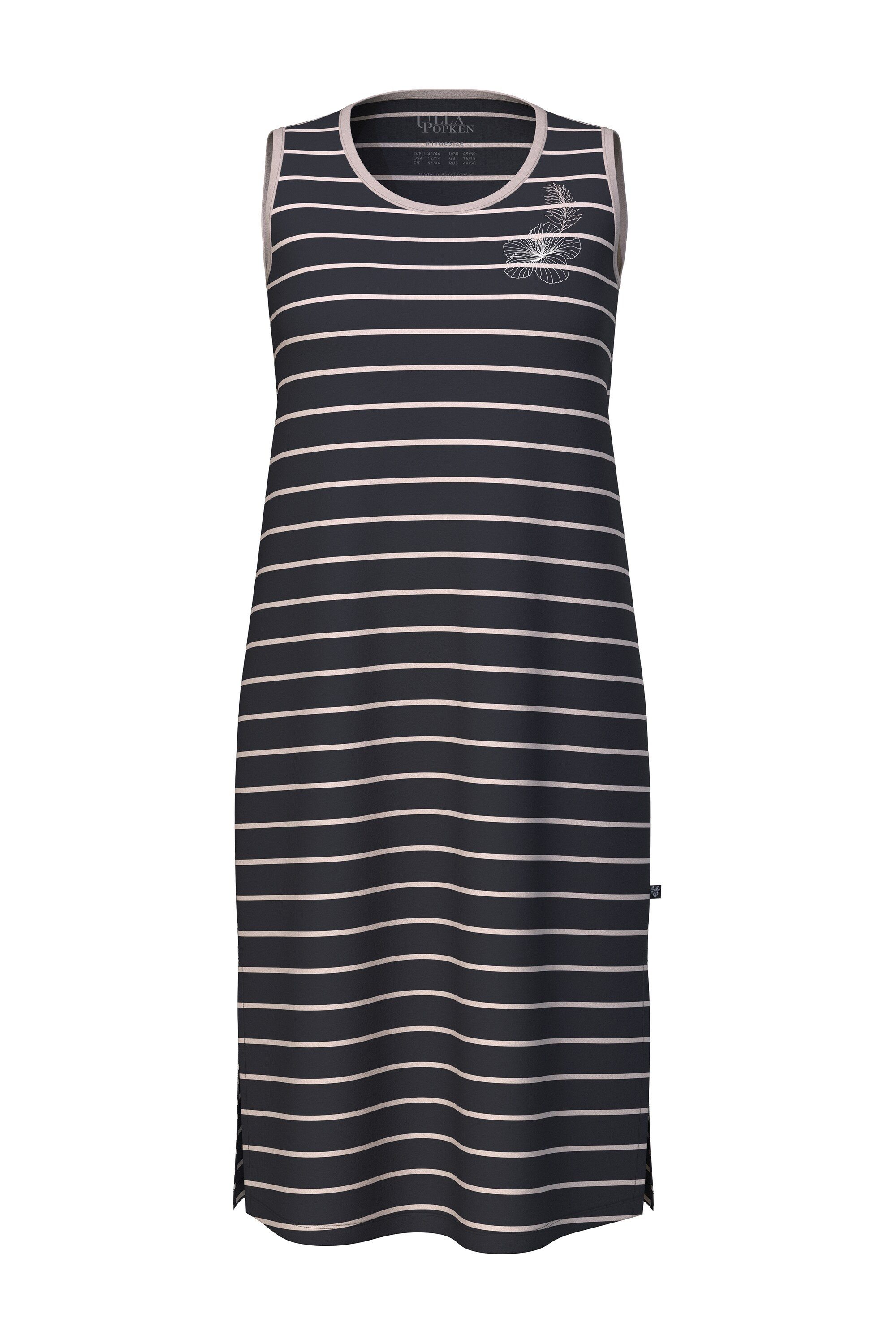 Ulla Popken Nachthemd Nachthemd Ringel Stickerei Rundhals ärmellos günstig online kaufen