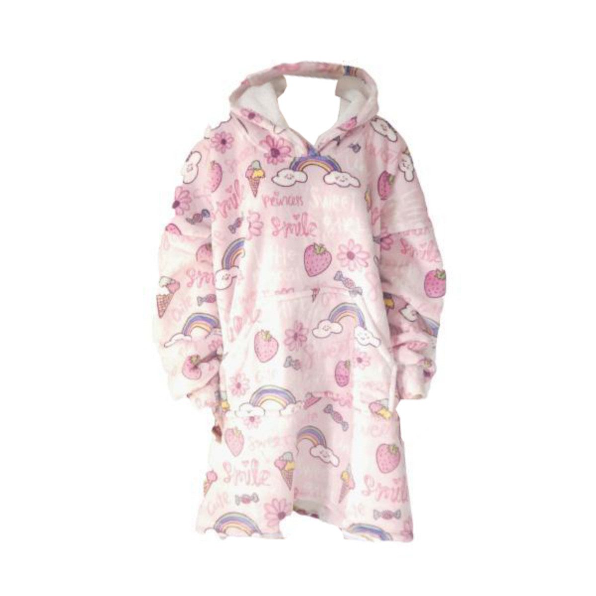 NOXXIEZ Fleeceponcho Hoodie Decke Sweet XL Oversize für Teenager Erwachsene