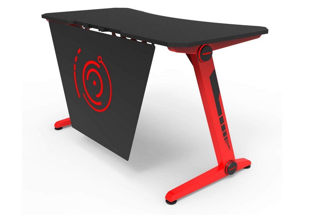 HFTEK Gamingtisch, Ergonomischer Gaming Schreibtisch mit Kabelmanagementsystem