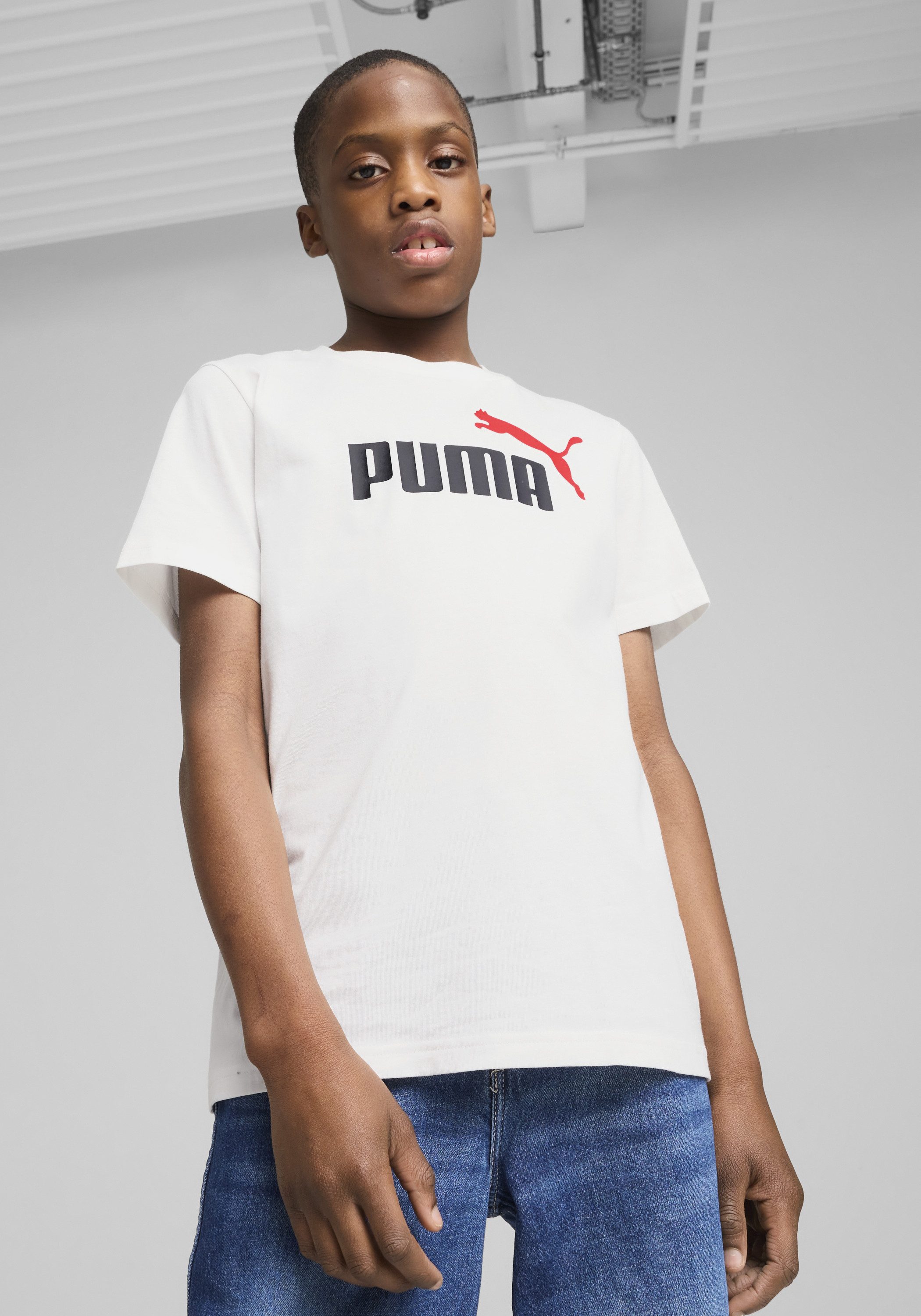 PUMA T-Shirt ESS 2 COLOR NO.1 LOGO TEE B Regular Fit, sportlicher Stil, Rundhalsausschnitt, Kurzarm