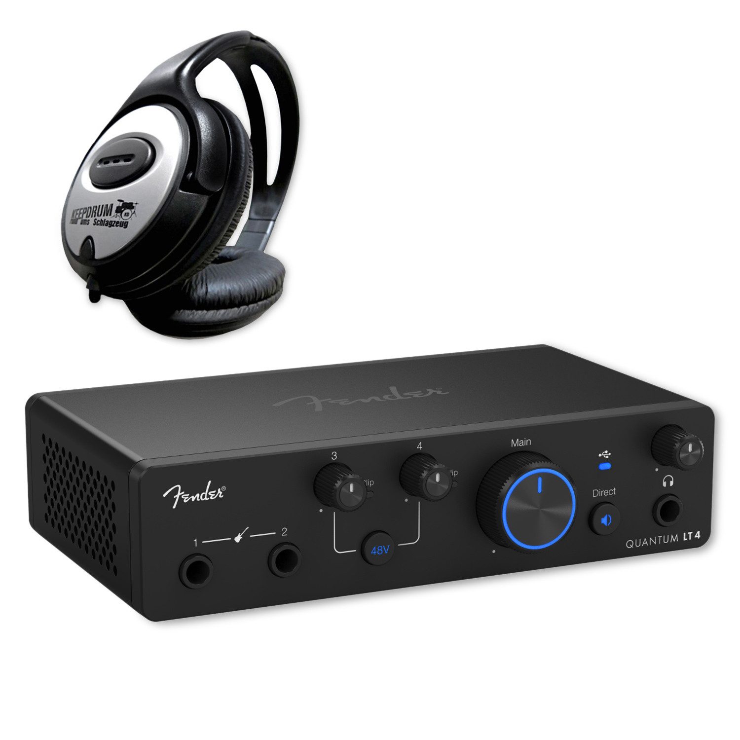 Fender Fender Audio-Interface Quantum LT 4 4-Kanal mit Kopfhörer Digitales Aufnahmegerät (Vorteils-Set mit Kopfhörer)
