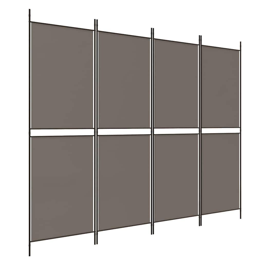 vidaXL Raumteiler 4-tlg. Paravent Anthrazit 200x220 cm Stoff, 1-tlg.
