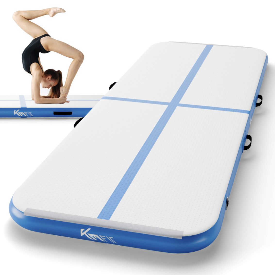 KM - Fit Gymnastikmatte Airtrack Matte Turnmatte Fitness-Matte (1-St., 300 x 100 x 10 cm), mit integrierter Pumpe 600W