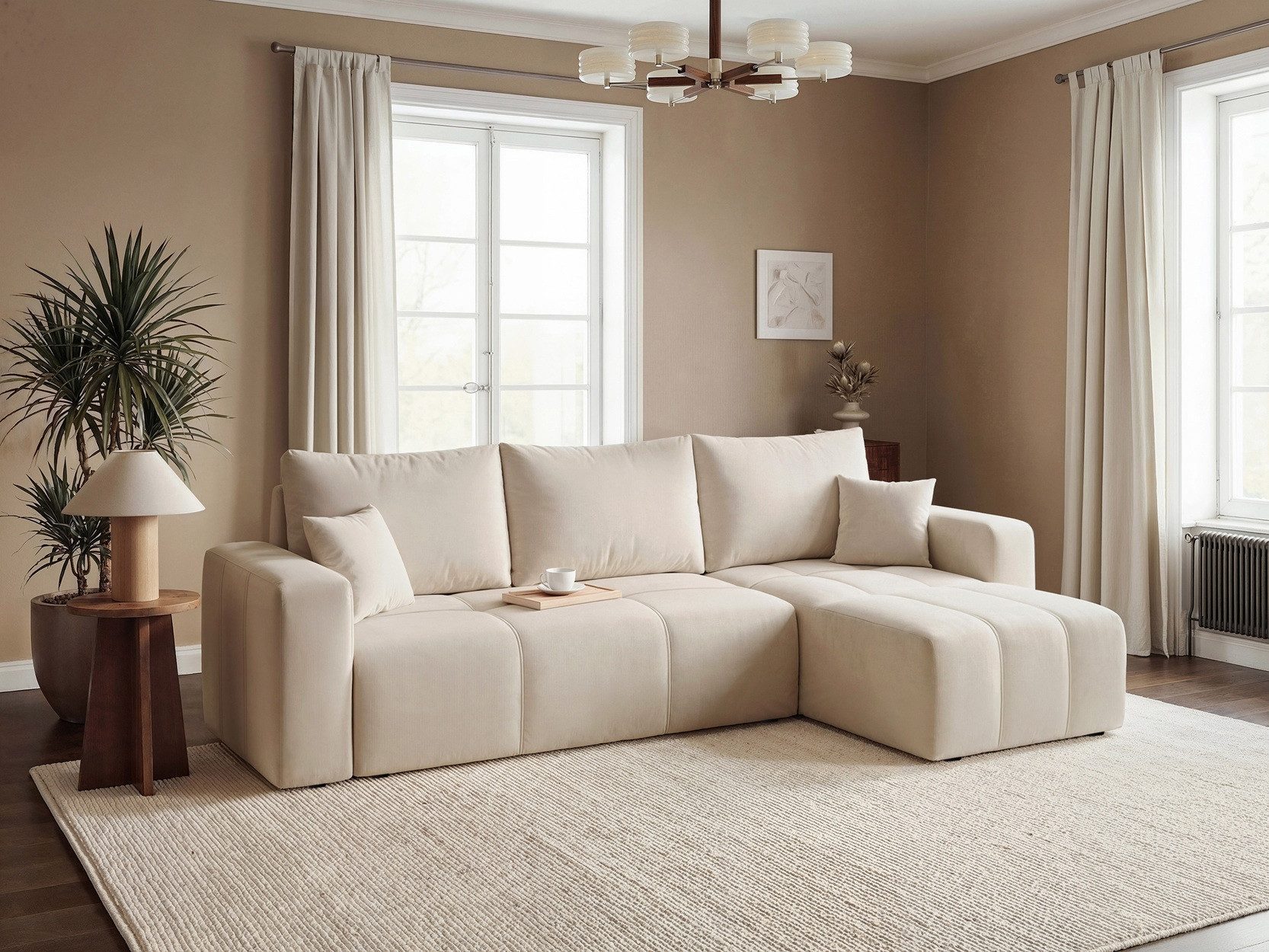 Labett Ecksofa mit Schlaffunktion & Bettkasten PIANO L-Form