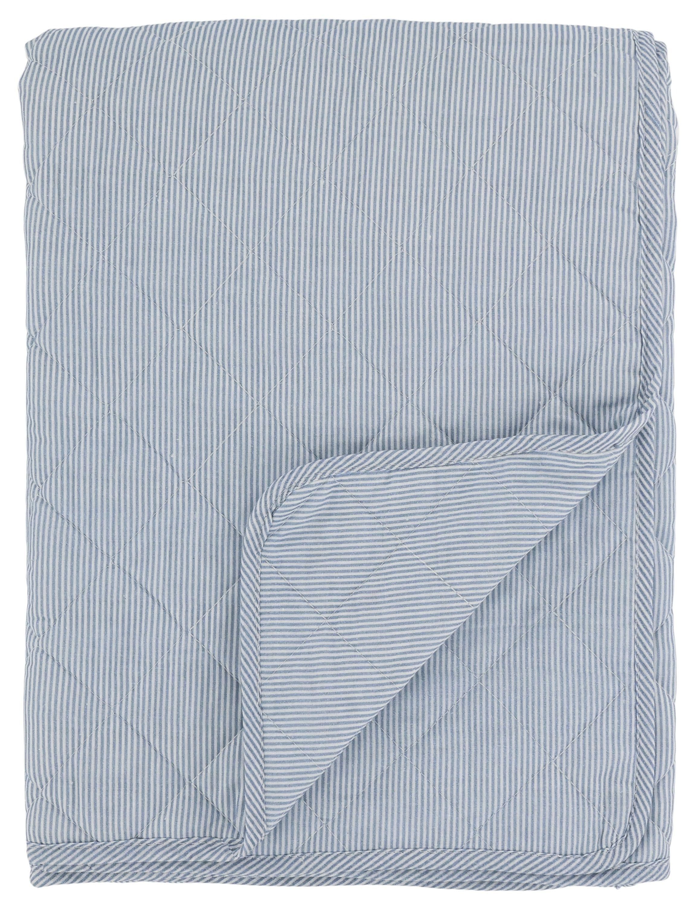 Chic Antique Tagesdecke Chic Antique - Decke Quilt Kuscheldecke 180x130cm Blau Weiß Gestreift