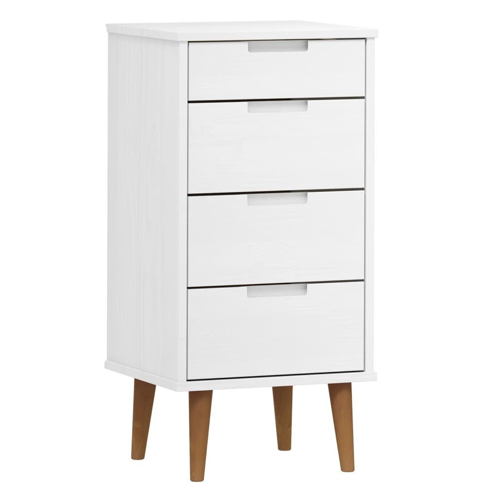 Kommode Schubladenschrank MOLDE Weiß 40x35x82 cm Massivholz Kiefer