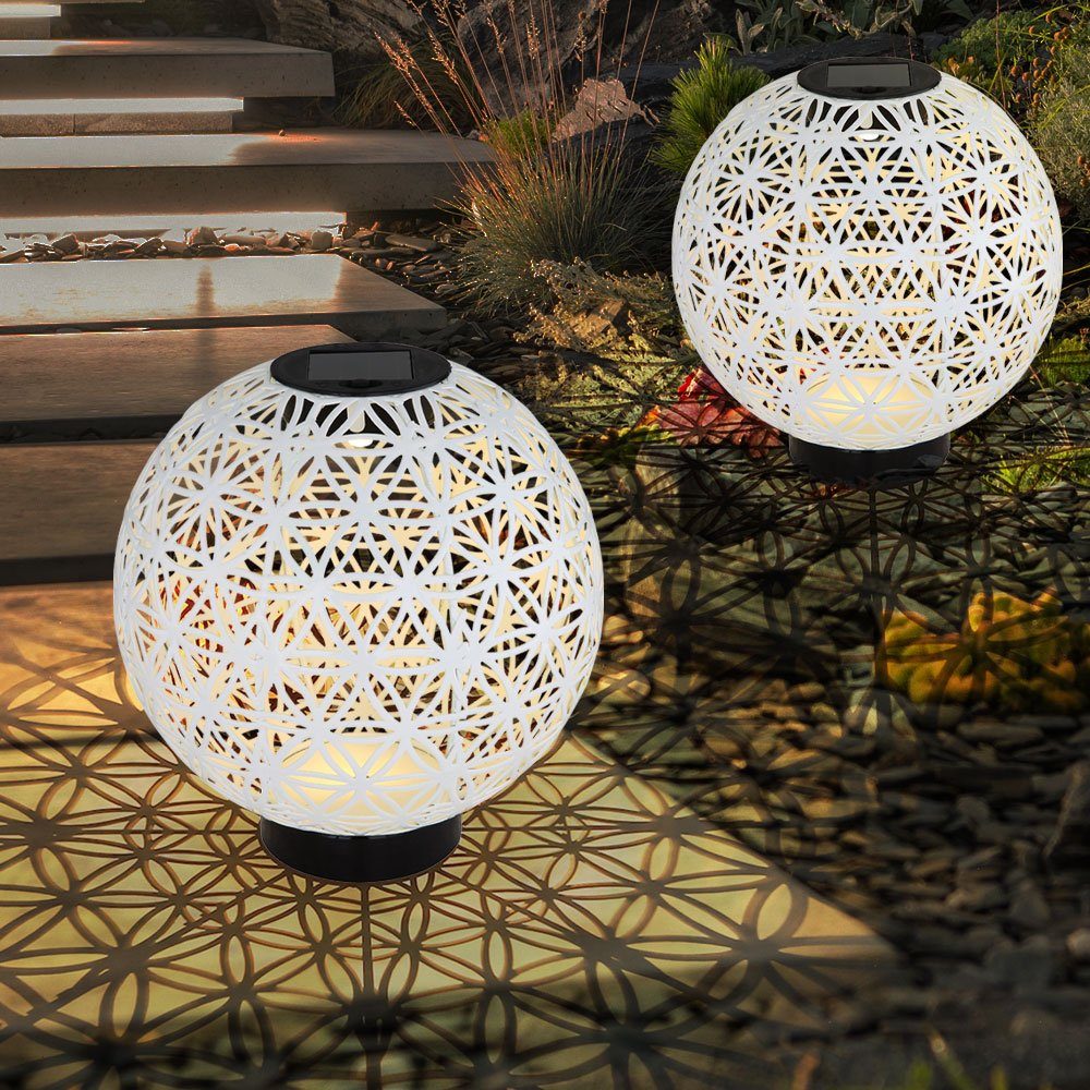 LED orientalische verbaut, Solarlampe etc-shop Gartenleuchte, Außen LED-Leuchtmittel für Kugel Warmweiß, fest Kugelsolarleuchten