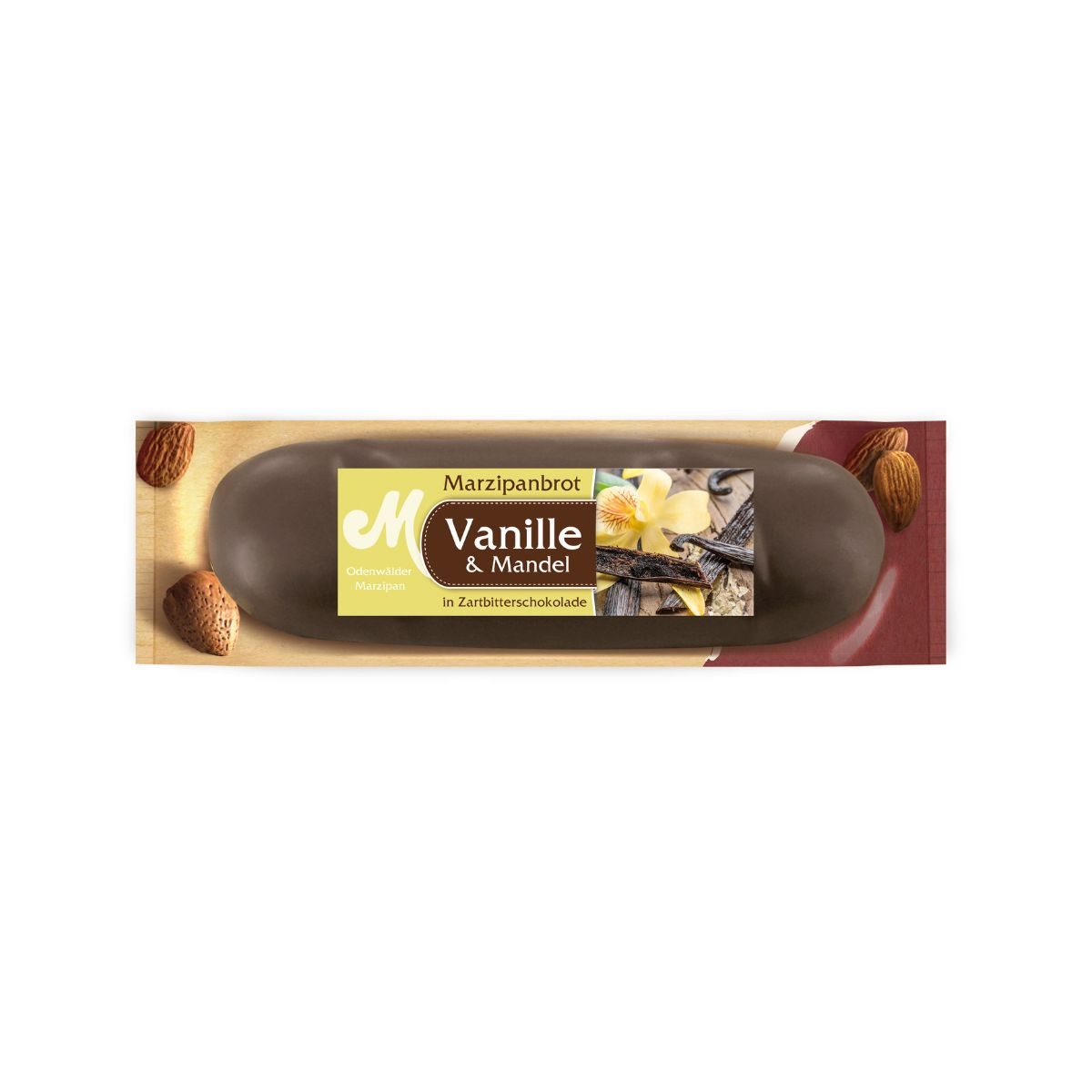 Odenwälder Marzipankonditorei Süßigkeit, Odenwälder Marzipan Brot Vanille mit Zartbitter Schokolade 100g