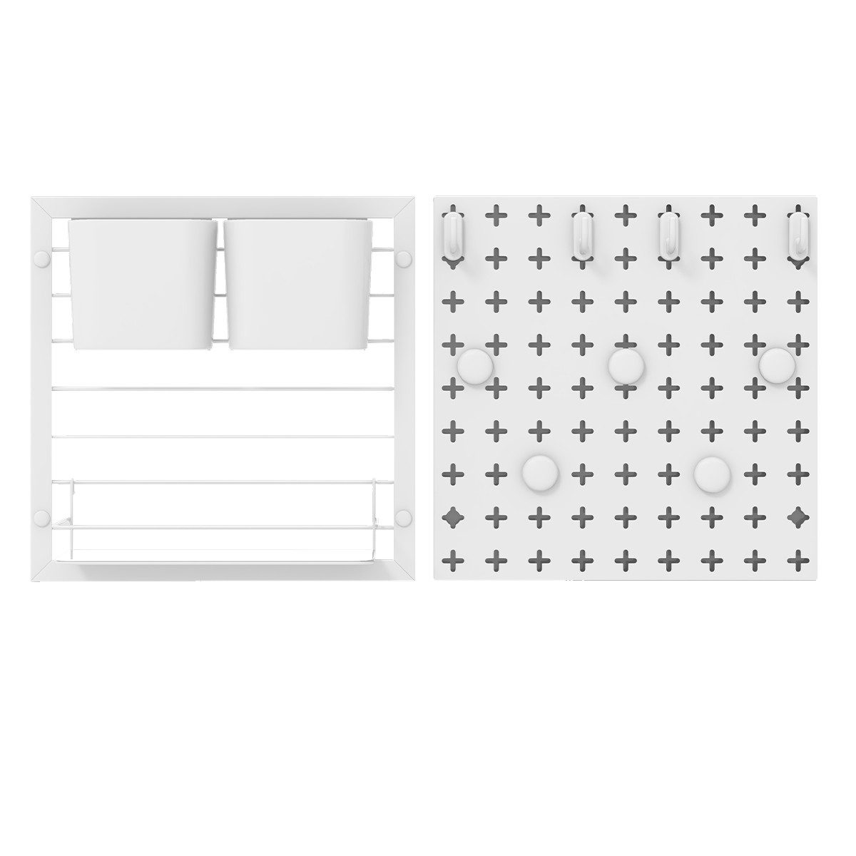 COSTWAY Lochwand, 2 Stk., mit 4 Haken, 2 Behälter, 5 Magneten, 61cm