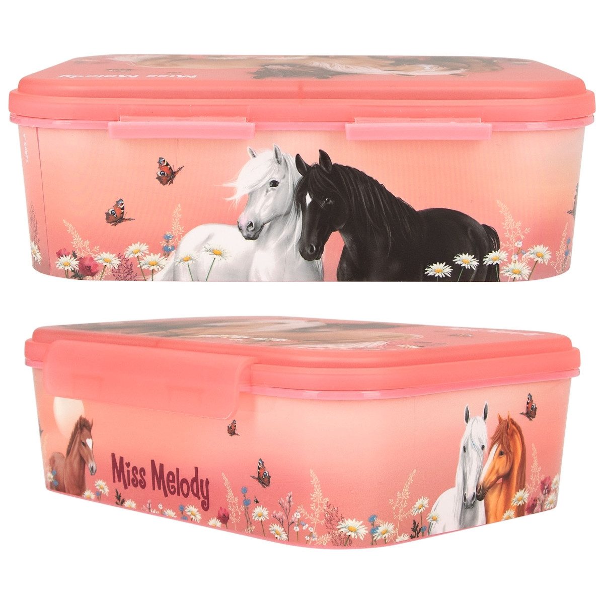 Depesche Lunchbox Pferde Miss Melody Brotdose mit Unterteilung 3 Fächer Brotbox, Kunststoff, Brotbüchse