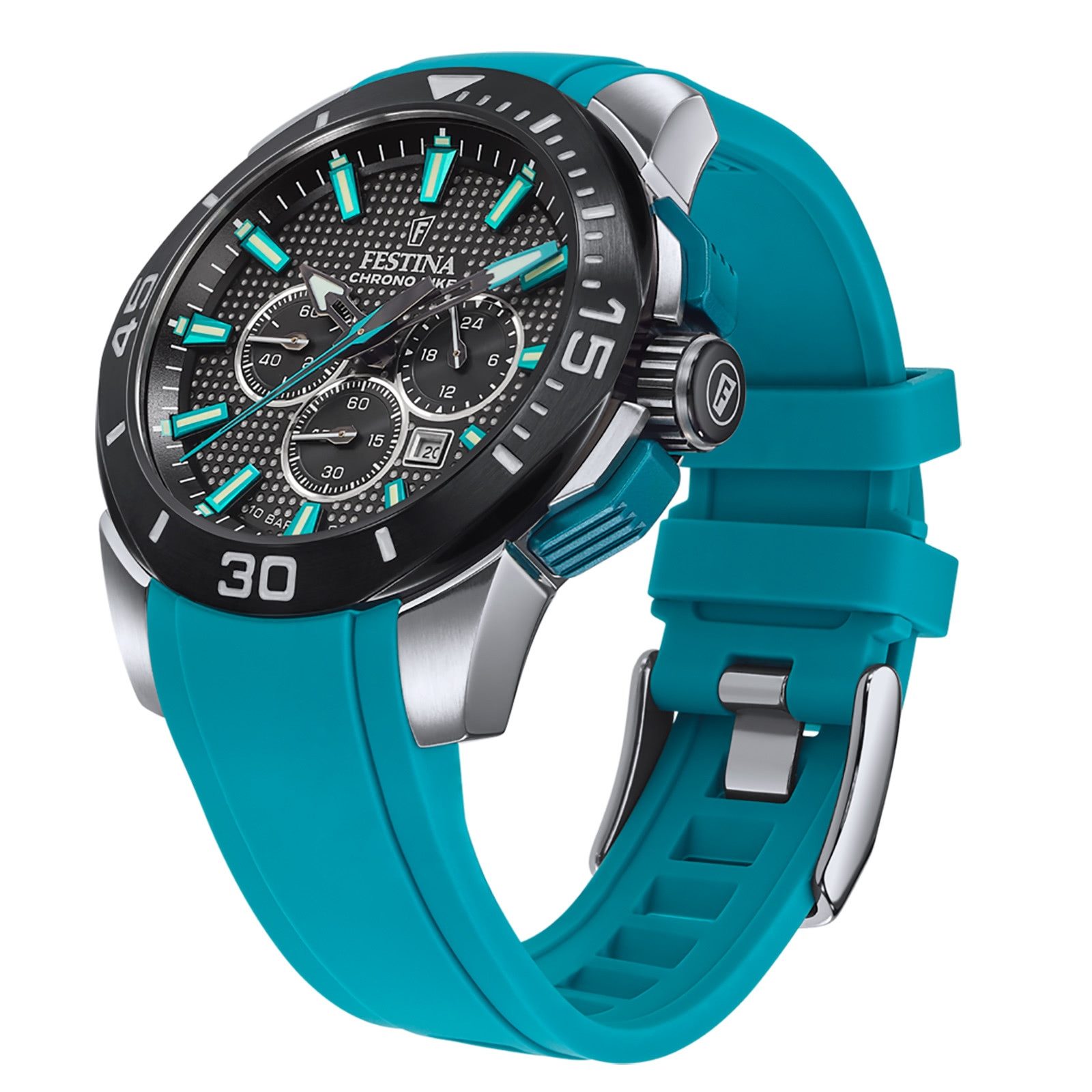 Festina Quarzuhr Festina Herrenuhr Kautschuk grün Festina, (Analoguhr), Herren Armbanduhr rund, Kautschukarmband grün, Sport