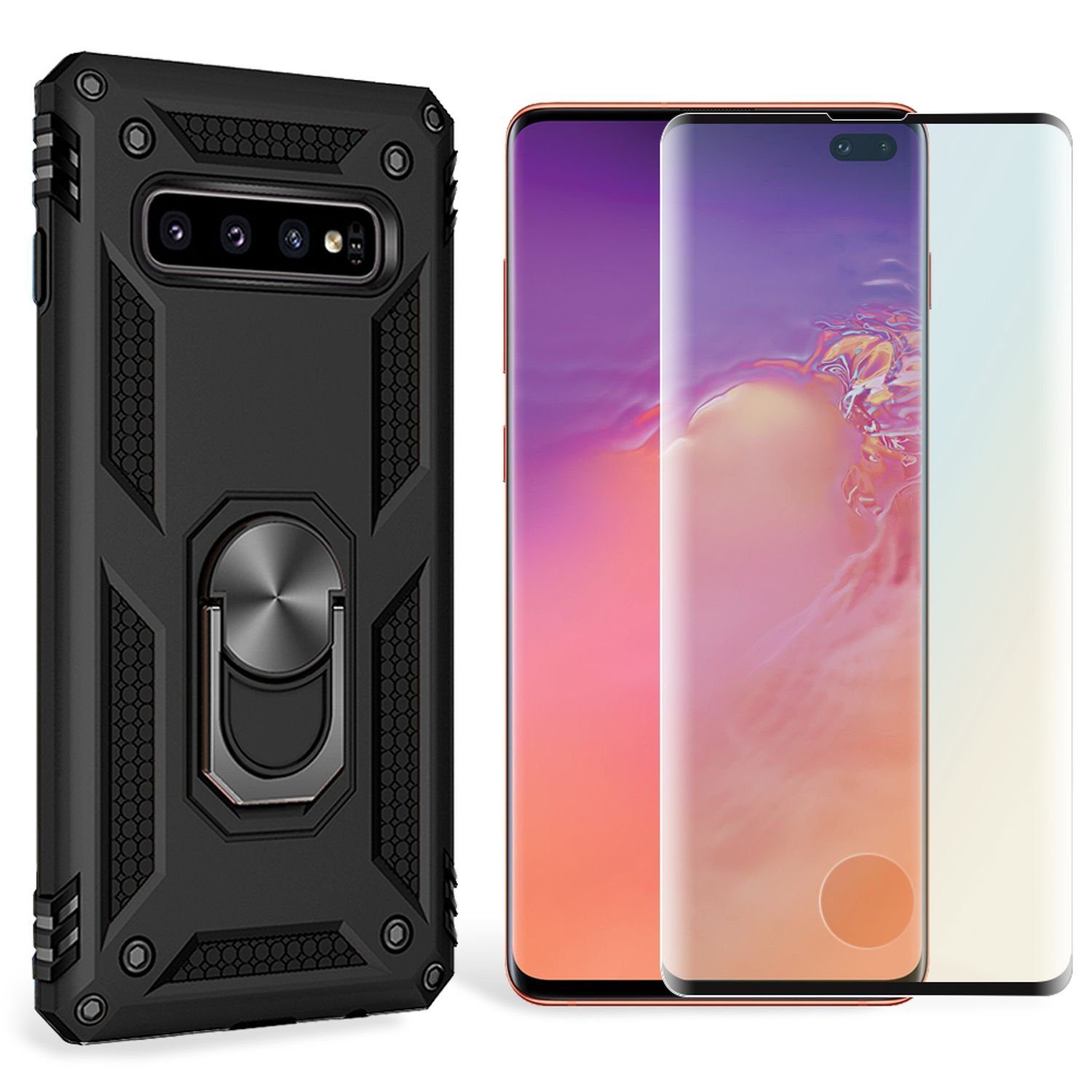 Nalia Smartphone-Hülle Samsung Galaxy S10 Plus, Outdoor Military Style Hülle mit Ring / Extrem Schützend / Panzer Case
