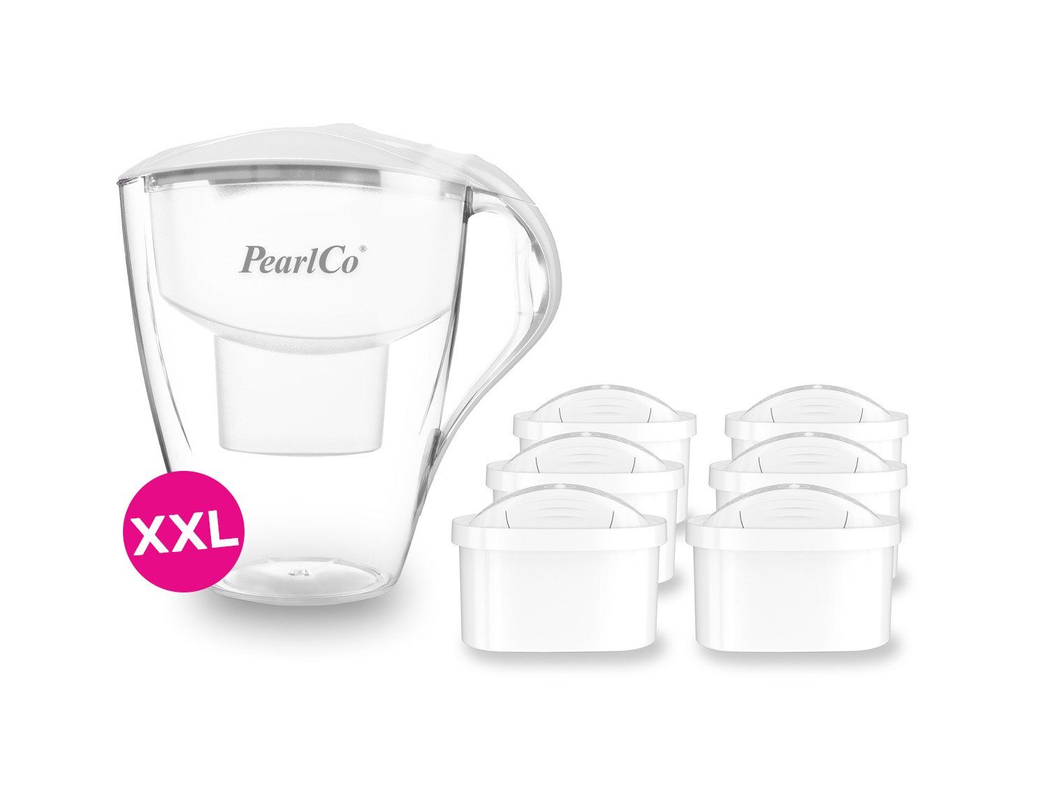 PearlCo Wasserfilter XXL Wasserfilter Family LED - Halbjahres-Paket inkl. 6 unimax Filterka