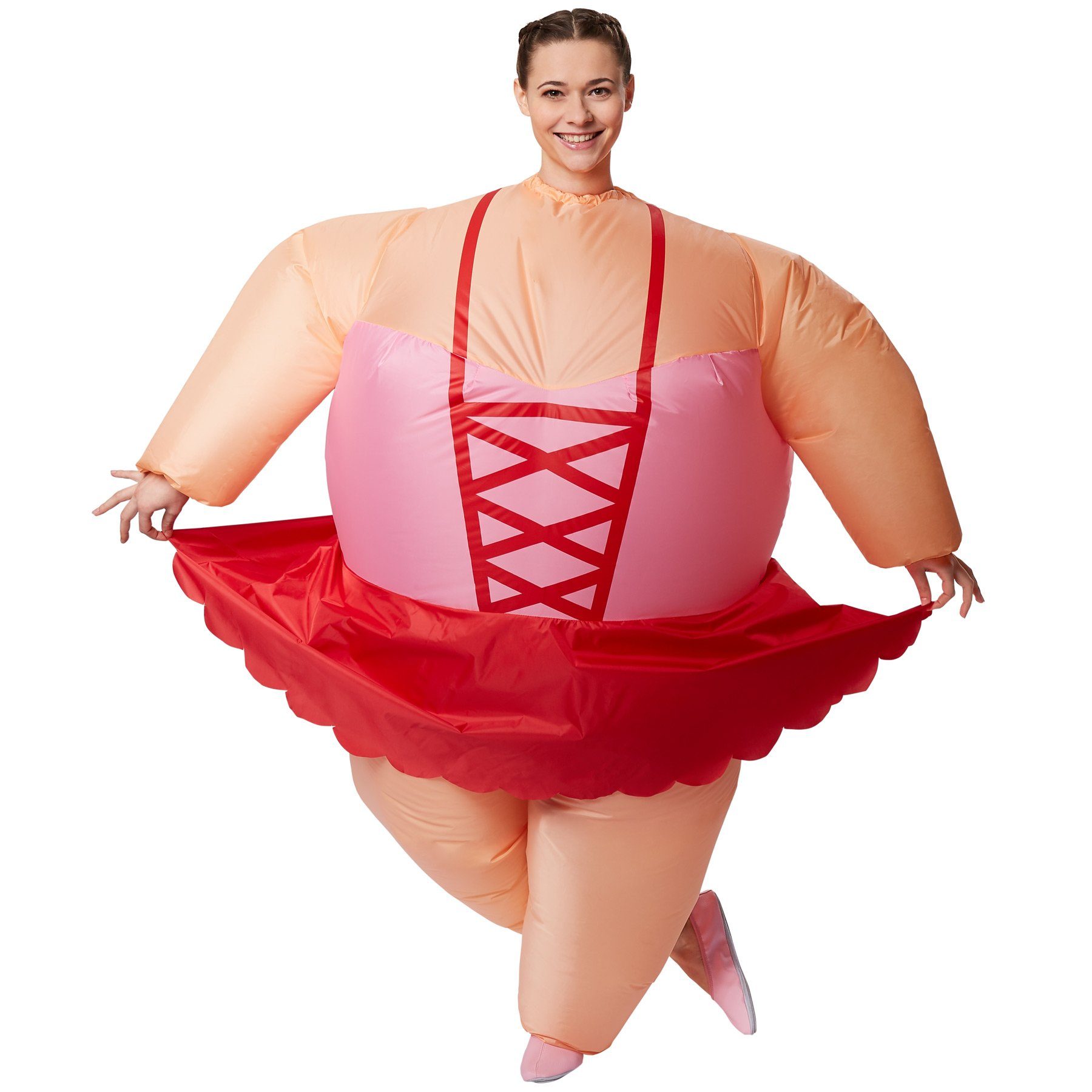 dressforfun Kostüm Tänzerin, auch Aufblasanzug, in der Farbe rosa, Gr. Einheitsgröße, Extrem leichtes und reißfestes Material, Witziges Faschingskostüm