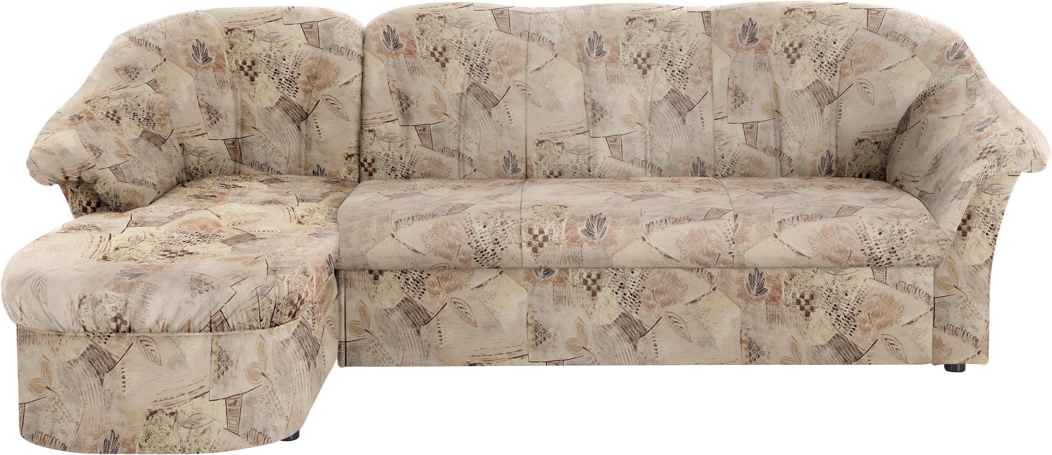 DOMO collection Ecksofa Pegnitz, elegante Rückensteppung, kompakte Stellmaße 238/141cm, L-Form, wahlweise mit Bettfunktion