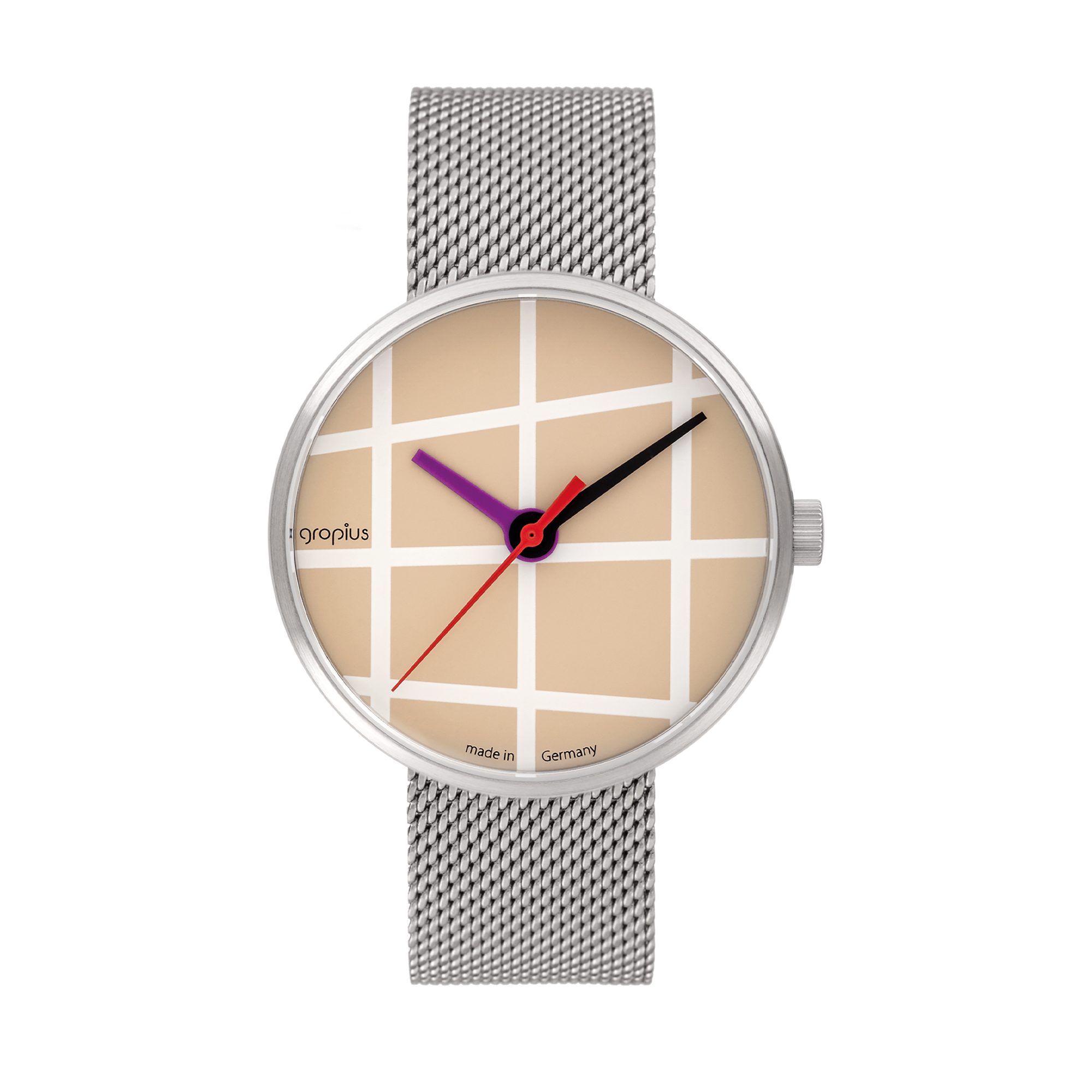 Walter Gropius Quarzuhr Made in Germany, Saphirglas, Forum Window - WG 001-04M, Designeruhr, Edelstahlband mit Easy-Release System, Edelstahlgehäuse
