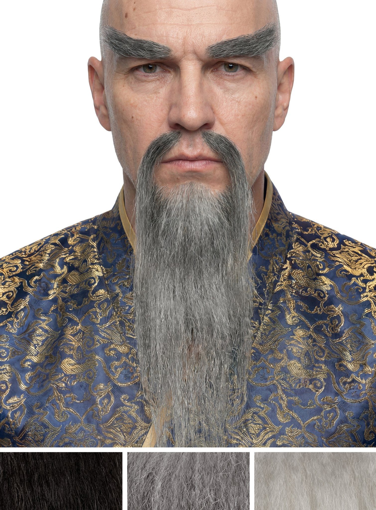 Metamorph Kostüm Konfuzius Bartset – 6 Farben, Hoch realistischer Bart mit Echthaaranteil in Theater- und Filmqualit