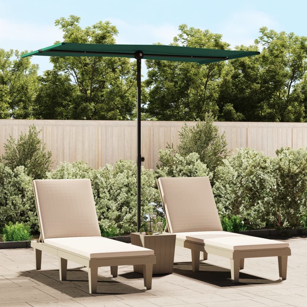 vidaXL Sonnenschirm, Balkonschirm mit Aluminium-Mast 180 x 110 cm Grün