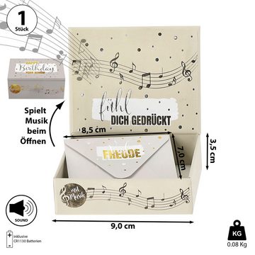 CEPEWA Geschenkbox Geschenkbox Musik 'Happy Birthday Feier schön!' bunt 9x7x3,5cm Karton