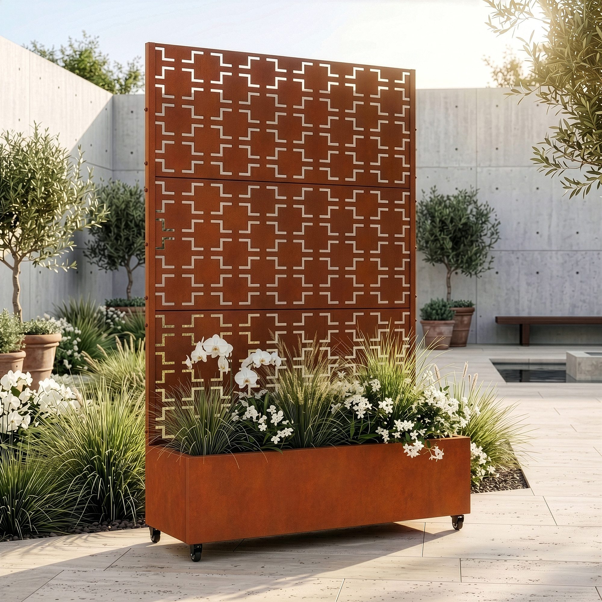 casa.pro Blumenkasten, mit Trennwand »Aaskis« Metall 190 x 120 x 38 cm Edelrost