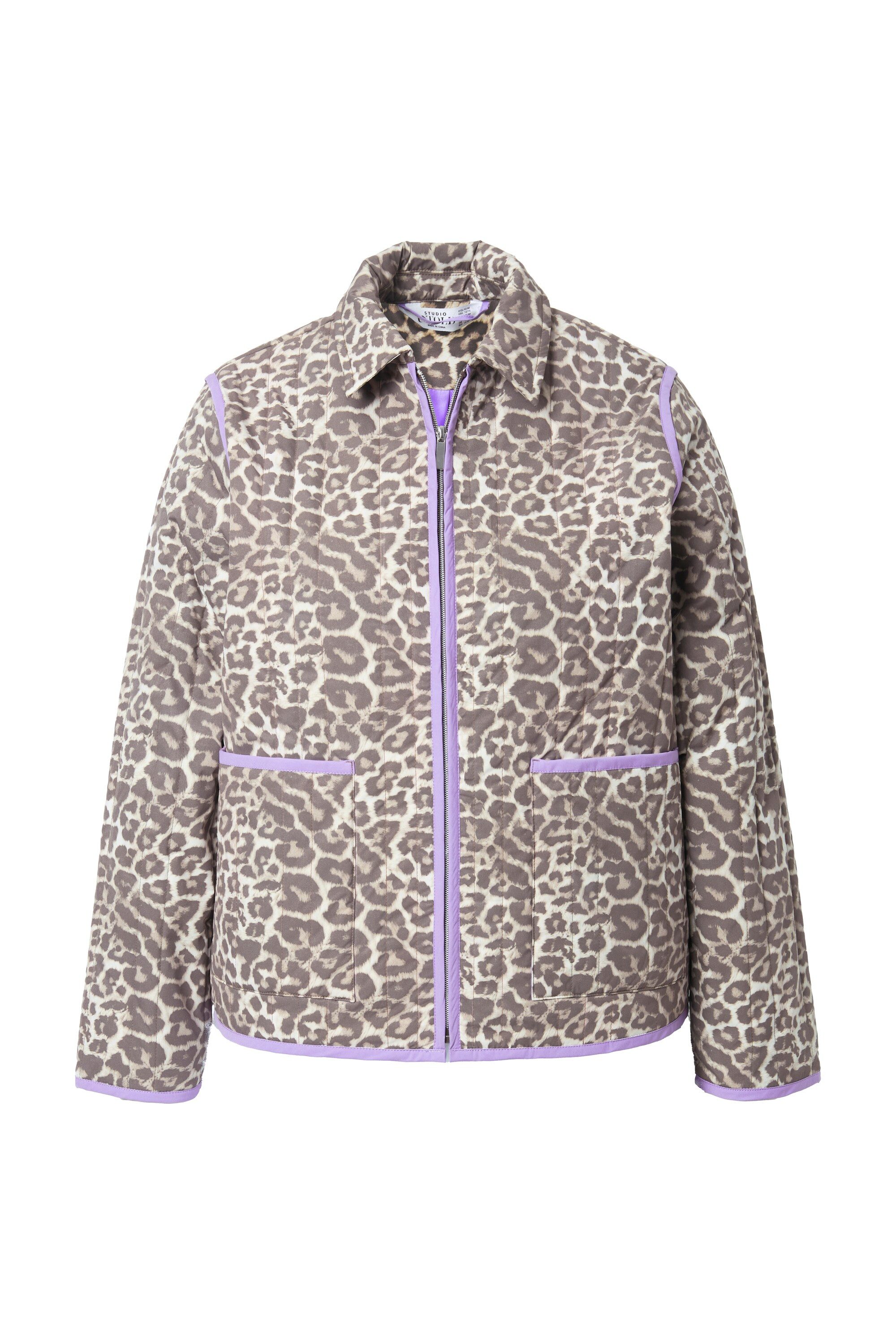 Studio Untold Kurzjacke Steppjacke oversized Leo Colorpaspel Hemdkragen günstig online kaufen