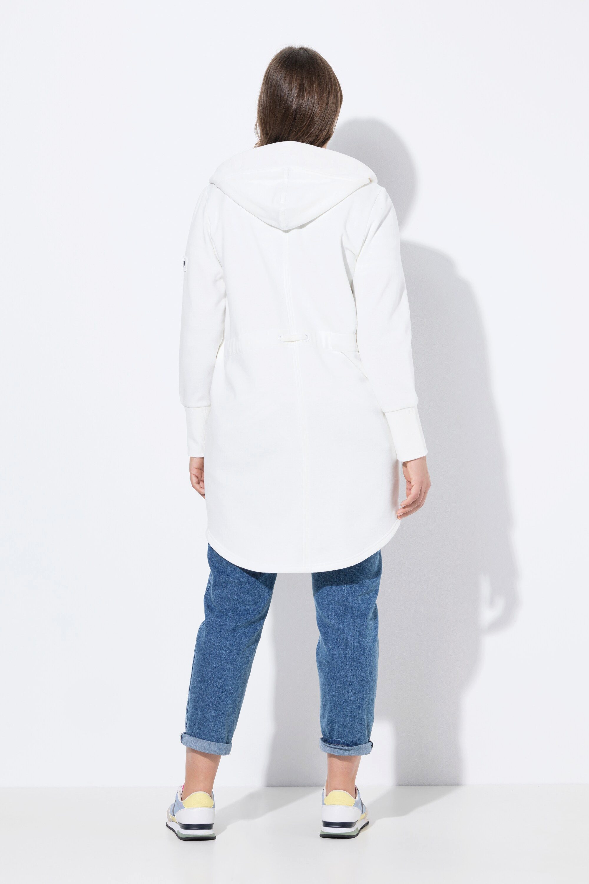 Laurasøn Sweatjacke Sweatjacke lang geschnitten Kapuze Langarm