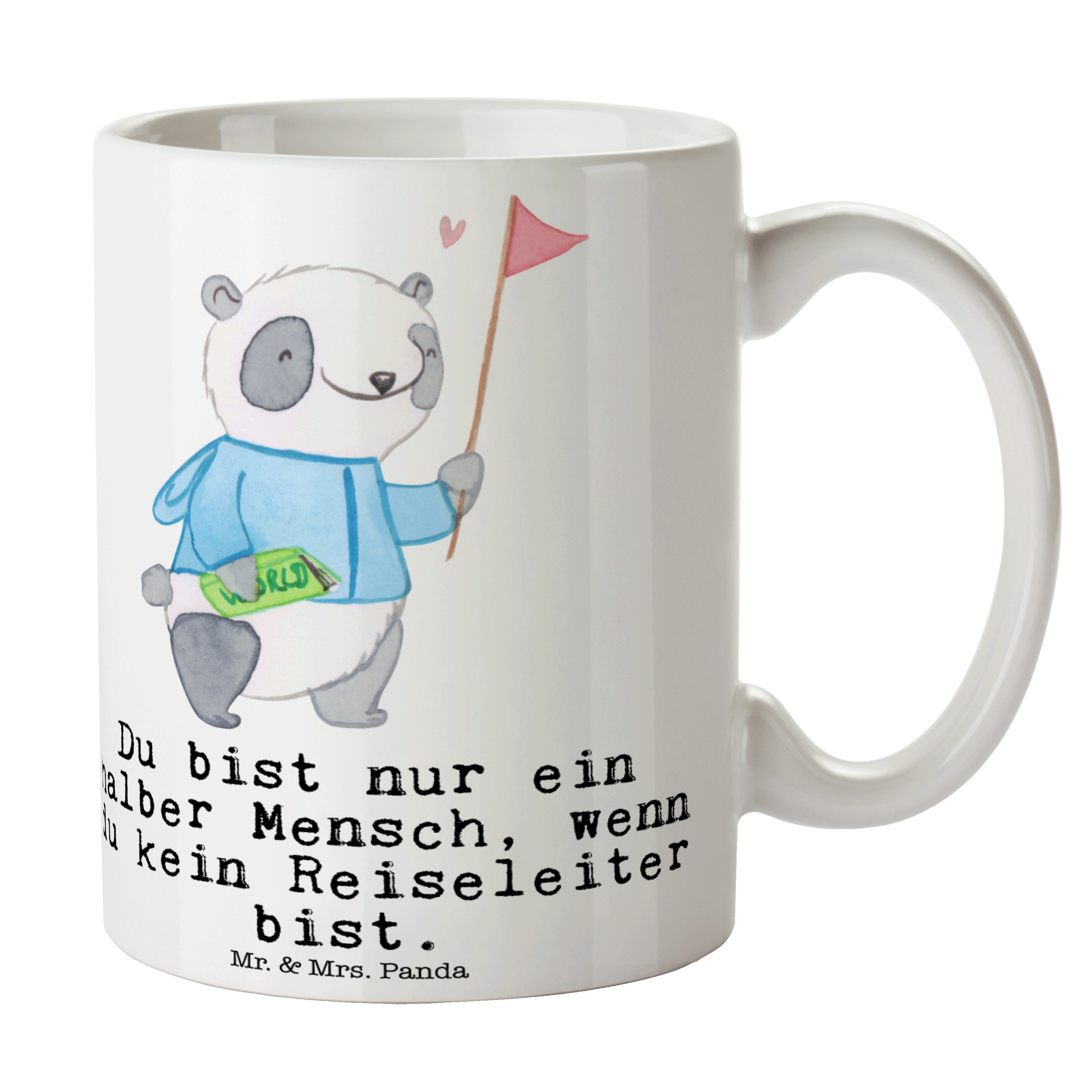 Mr. & Mrs. Panda Tasse Reiseleiter mit Herz - Weiß - Geschenk, Schenken, Teebecher, Kaffeebe, Keramik