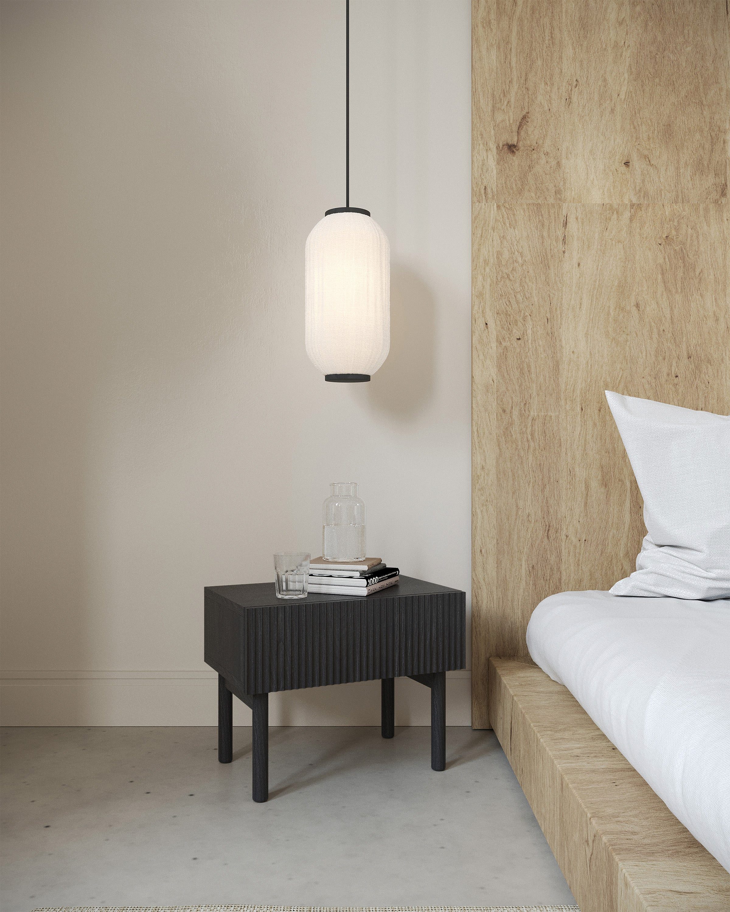 Selsey Nachttisch NOLIE, mit Schublade, geriffelter Front und Beinen aus Massivholz, 50 cm
