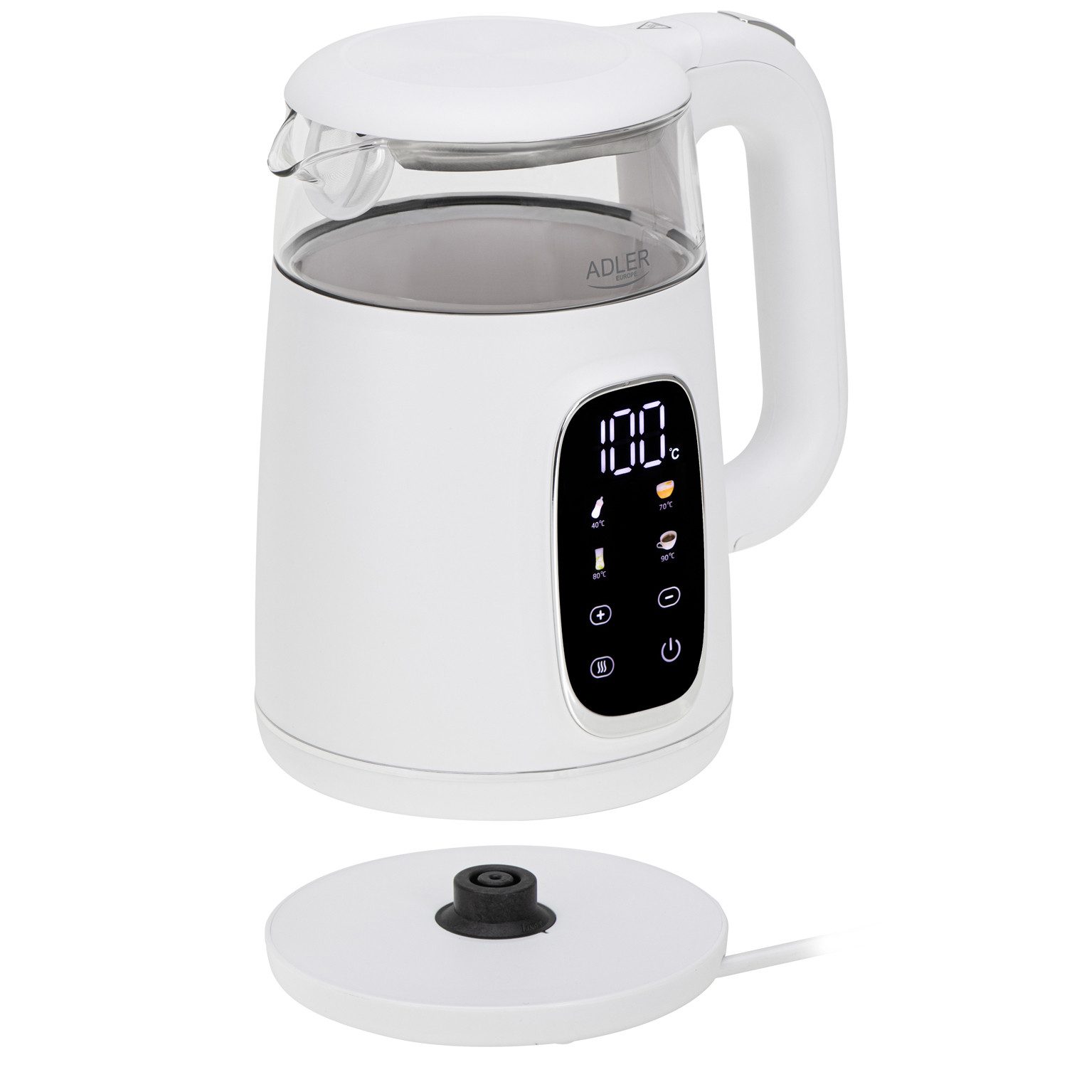Adler Wasserkocher AD 1305ws Wasserkocher 1,7L mit Temperatureinstellung weiß / silber – Bild 5 von 5