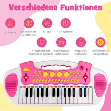COSTWAY Spielzeug-Musikinstrument 31 Tasten Kinder Keyboard, mit Mikrofon