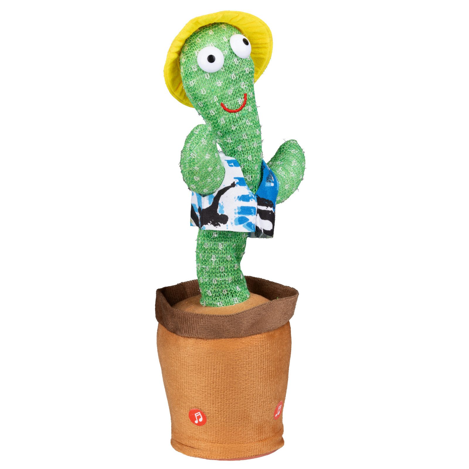 Haushalt International Im- und Export GmbH Dekofigur Sprechender Kaktus Spielfigur Spielzeug Gelber Hut (Stück, 1 St., Packung), 33x11cm, Tanzend, Singend, Spre – Bild 4 von 5