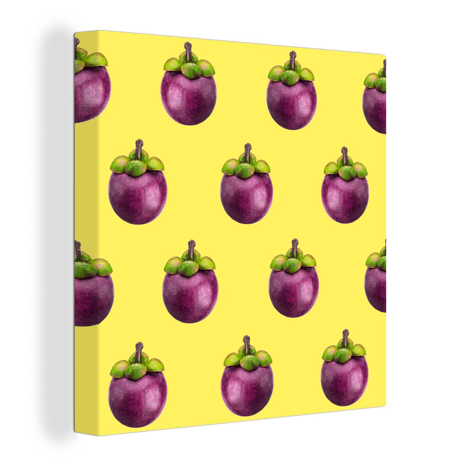 OneMillionCanvasses® Leinwandbild Obst - Muster Violett, (1 Leinwand St), für Bilder Wohnzimmer - Schlafzimmer