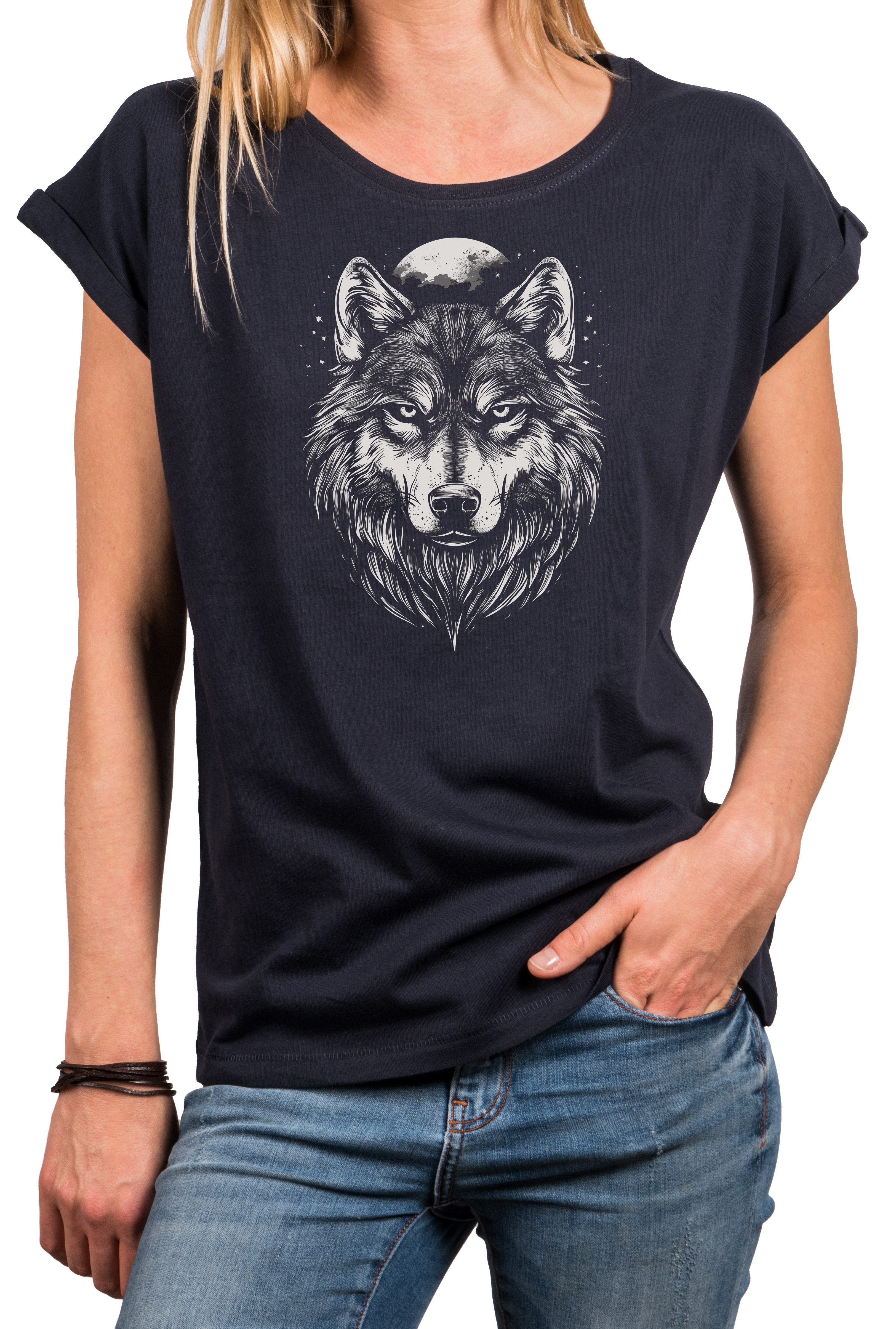 MAKAYA Print-Shirt mit Wolf Motiv für günstig online kaufen