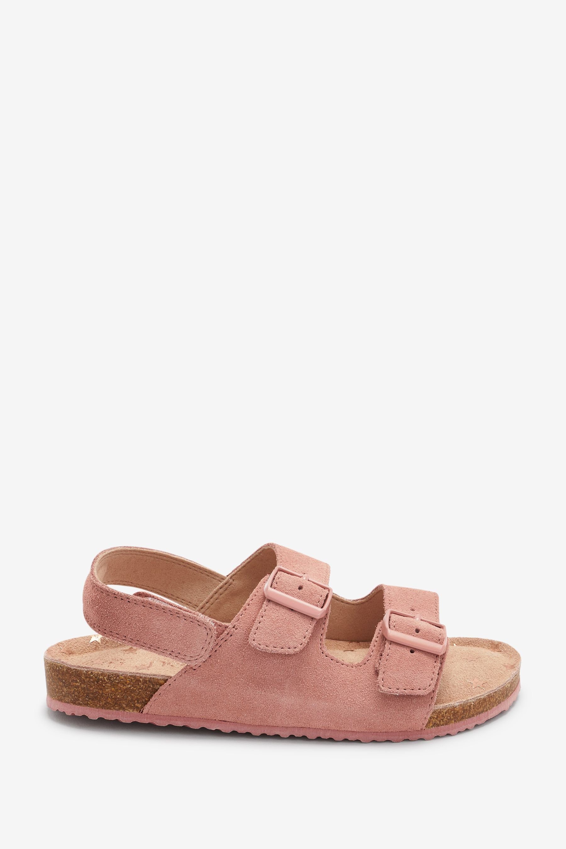 (1-tlg) Pink Sandale Doppelschnalle Suede Next mit Korkbett-Sandalen