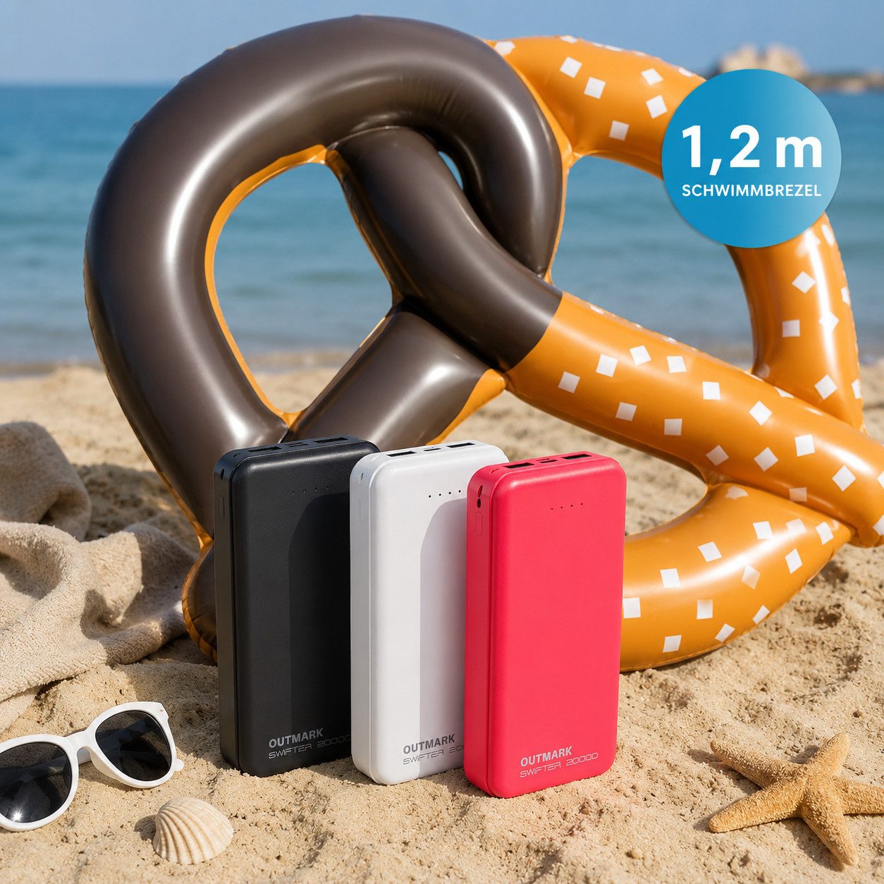 OUTMARK SWIFTER 20.000mah, 2x USB-A Ausgang, 1x USB-C Ladeeingang Akku Powerbank 20000 mAh, Fast Charge 2 x 2,4A