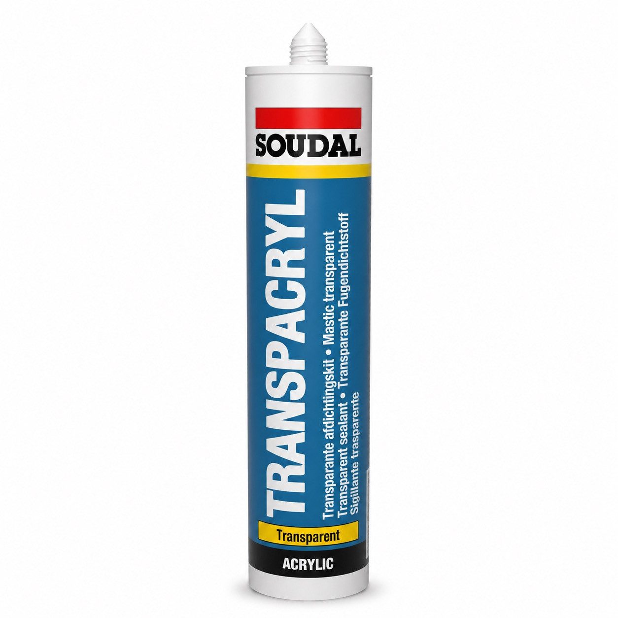SOUDAL Maleracryl Transpacryl Acryl Dichtstoff 310 ml Transparent, Gebrauchsfertig, Transparenter Acryl-Dichtstoff für Fugen & Risse