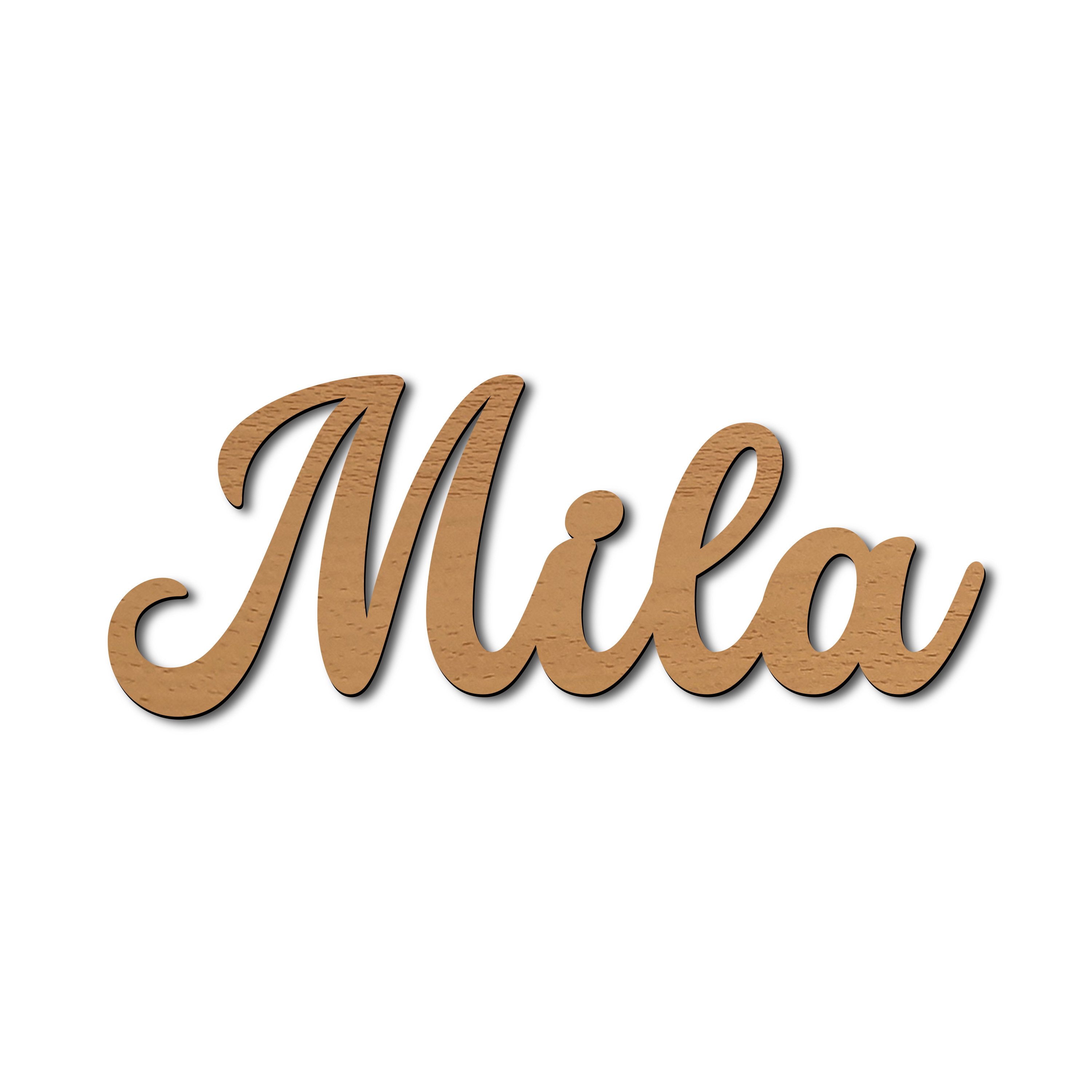 Namofactur LED Dekolicht Name Mila Deko Licht Kinder & Erwachsene Wandlampe I MDF Holz, LED fest integriert, Warmweiß