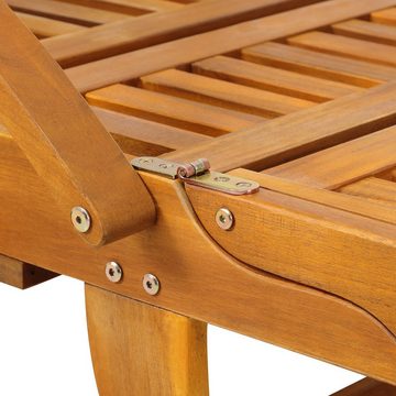 Casaria Gartenliege, Akazien Holz verstellbar Tisch ausziehbar klappbar 160 kg belastbar
