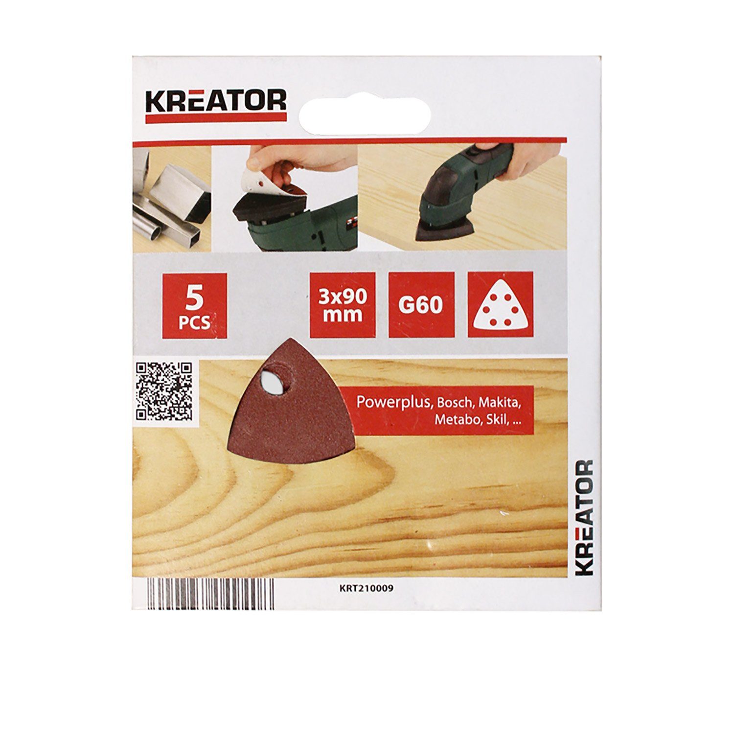 Kreator Schleifpapier für Dreiecksschleifer 90 x 90 x 90 mm