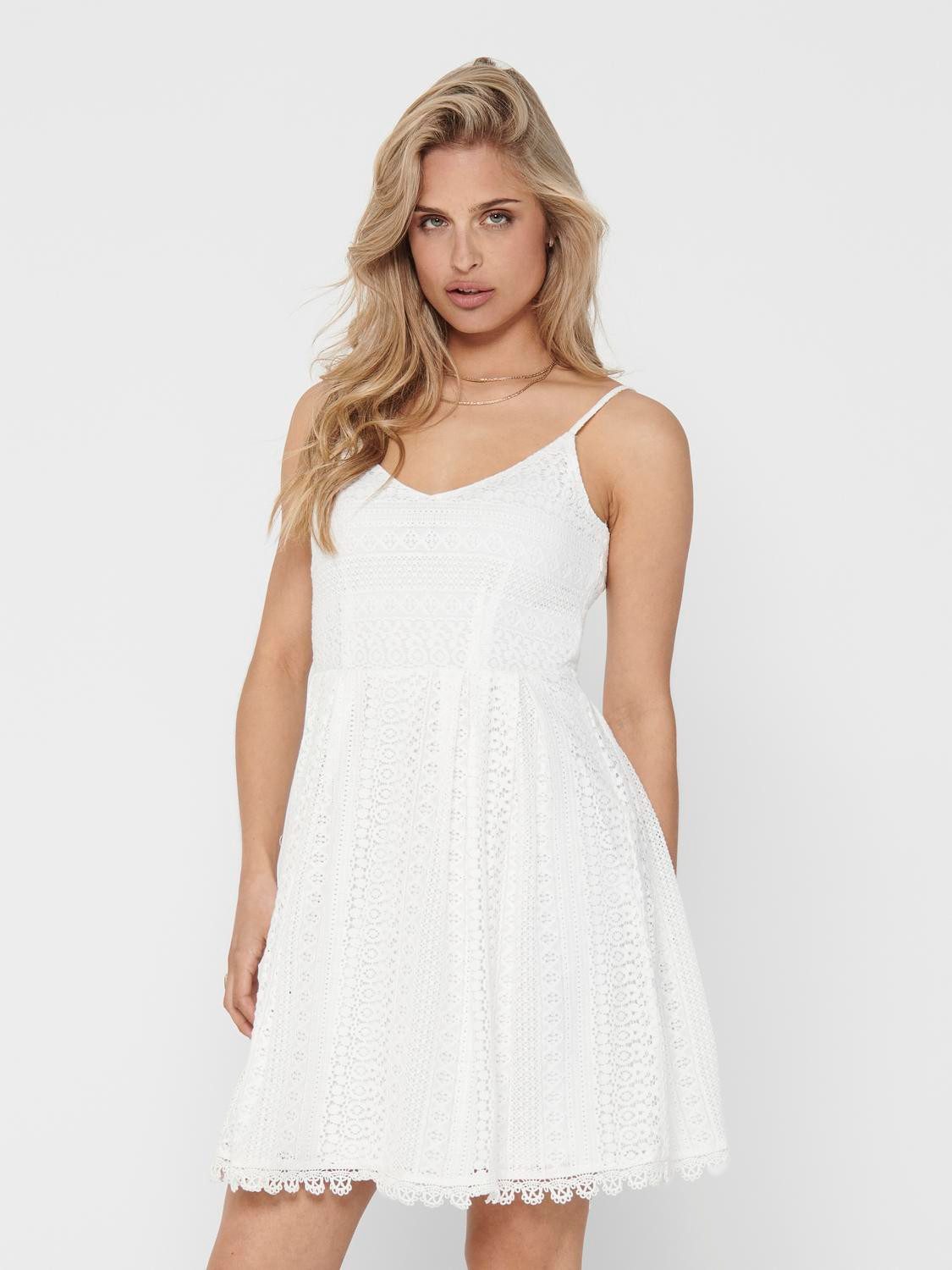 ONLY Shirtkleid V-Ausschnitt mit Spitze verstellbare günstig online kaufen