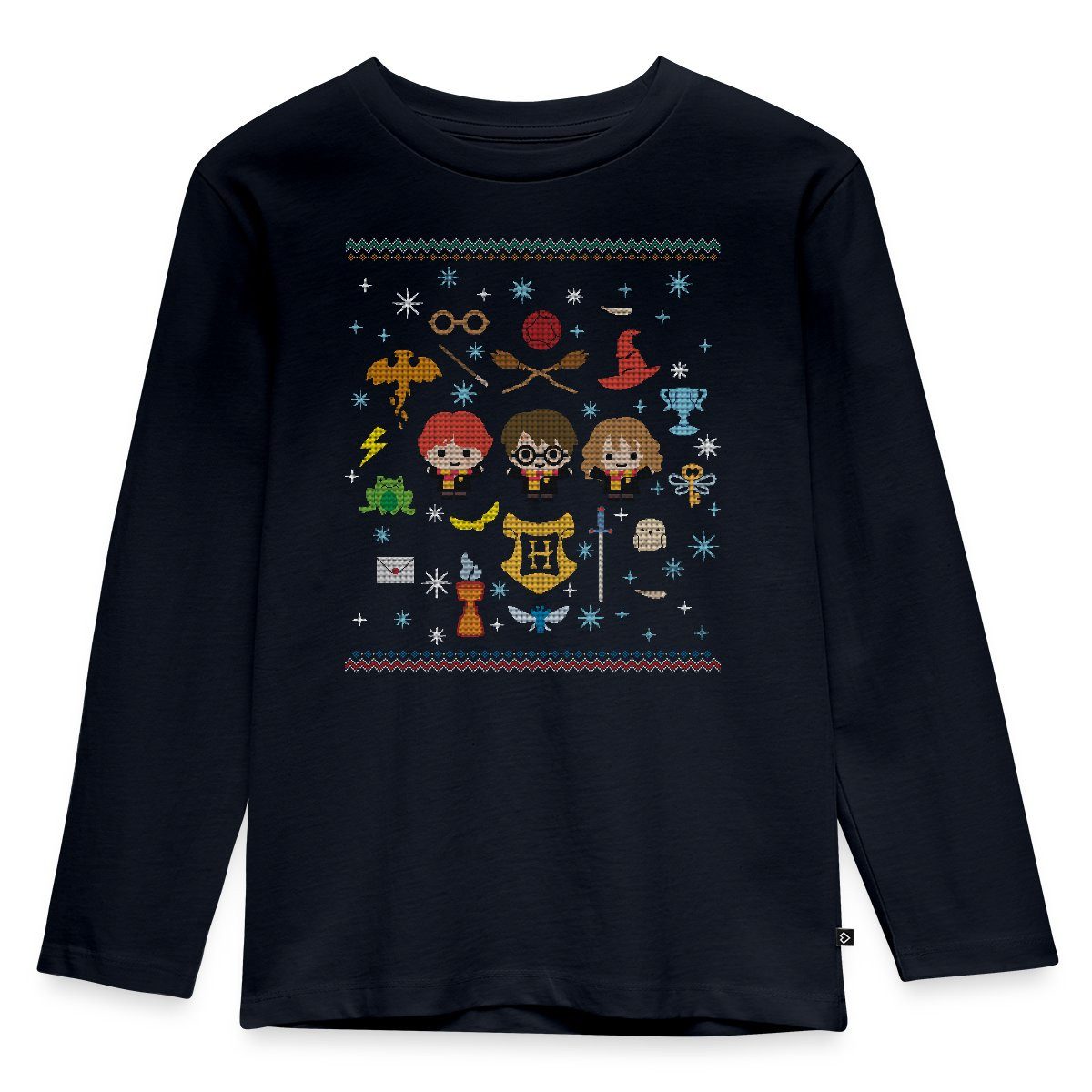 T-Shirt Harry Potter Ugly Christmas Chibi Design Kinder Premium Langarmshirt