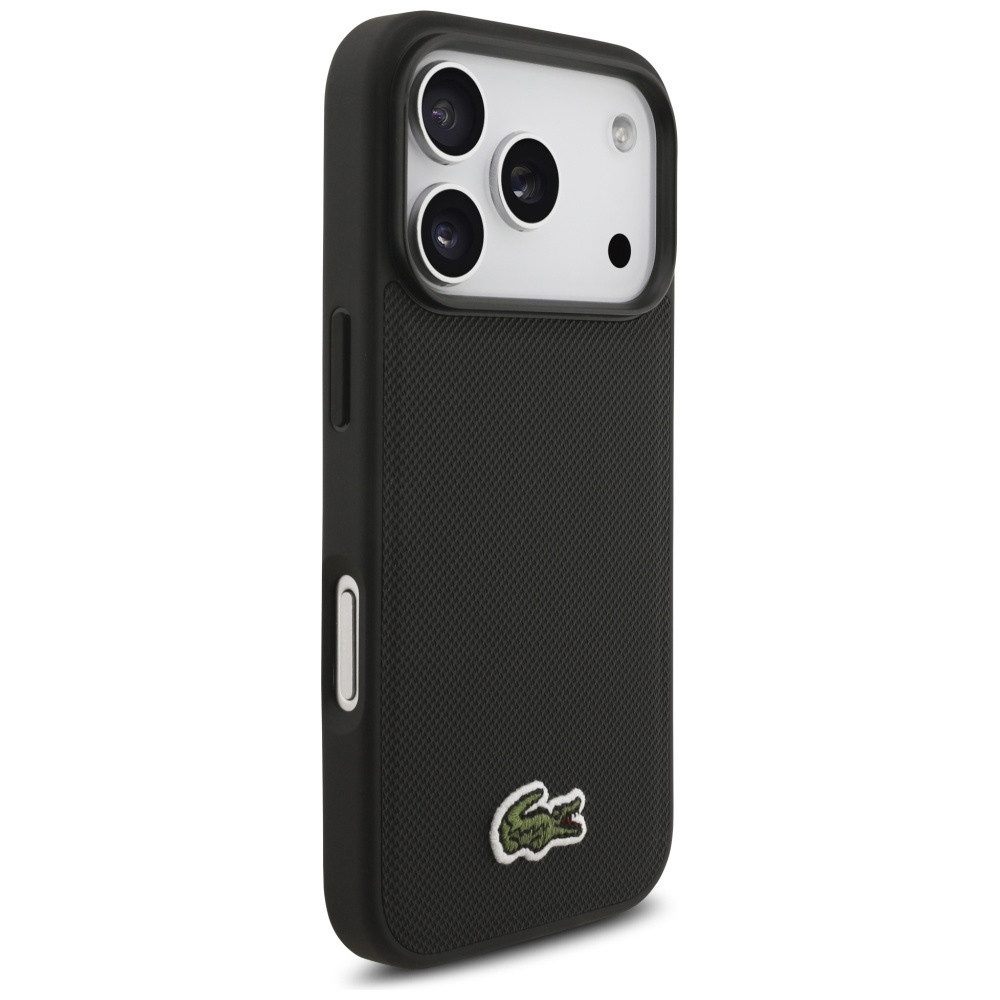Lacoste Handyhülle iPhone 17 Pro Iconic Petit Pique schwarz Logo Krokodil Magsafe 6,3 Zoll, Kantenschutz – Bild 4 von 5