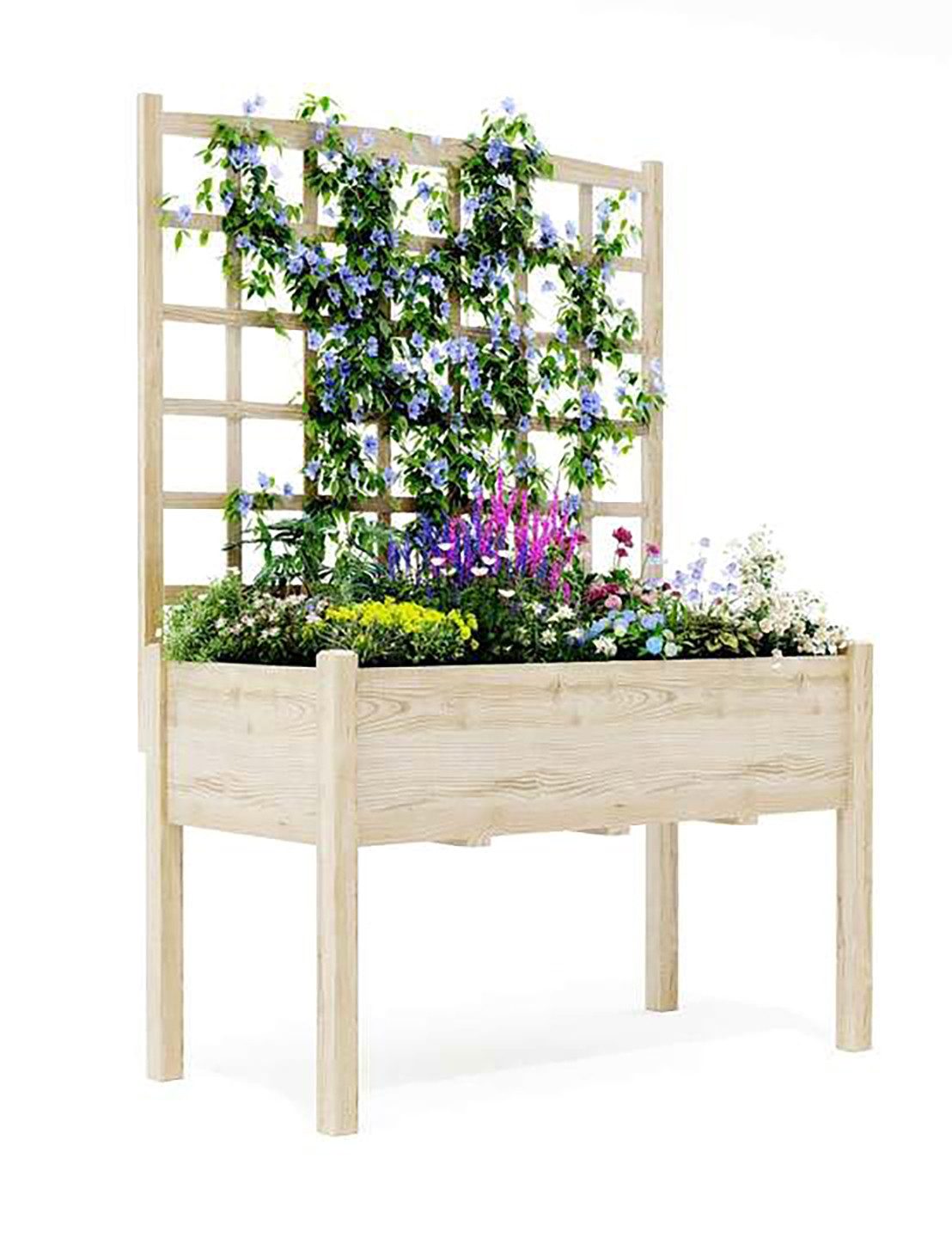 GarveeMore Hochbeet Pflanzbeet Gartenbeet Blumenbeet Gemüsegarten aus Holz 118x59x166cm