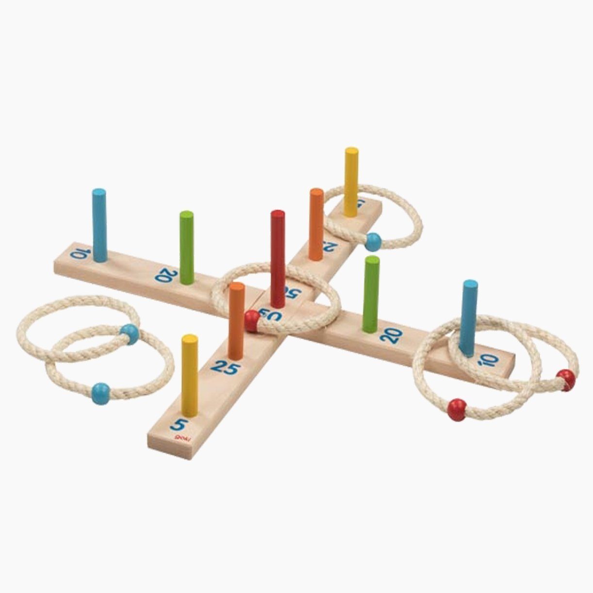 Wurfscheibe Ringwurfspiel mit 6 Sisalringen Bunt