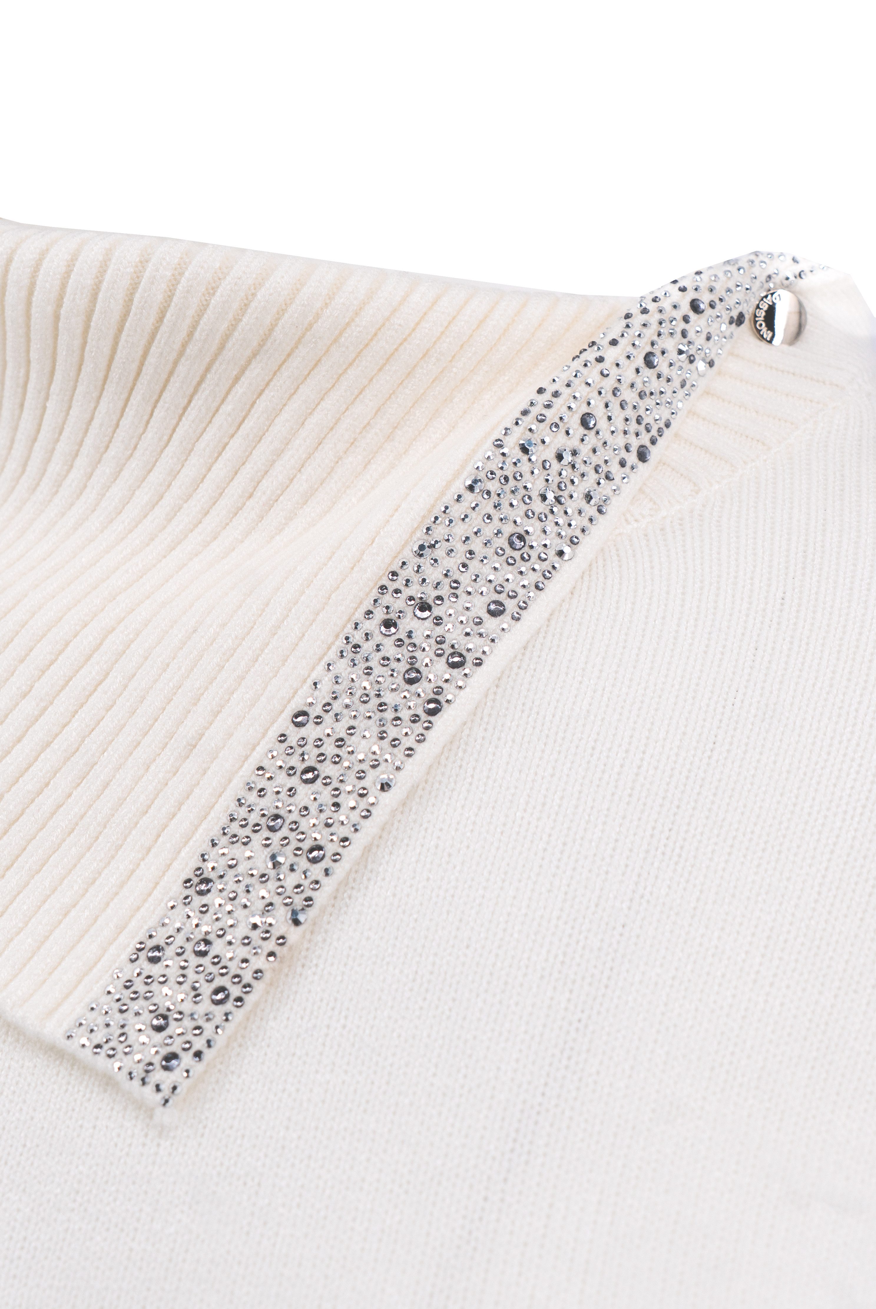 Passioni Strickpullover mit Schalkragen und Strassdetail günstig online kaufen