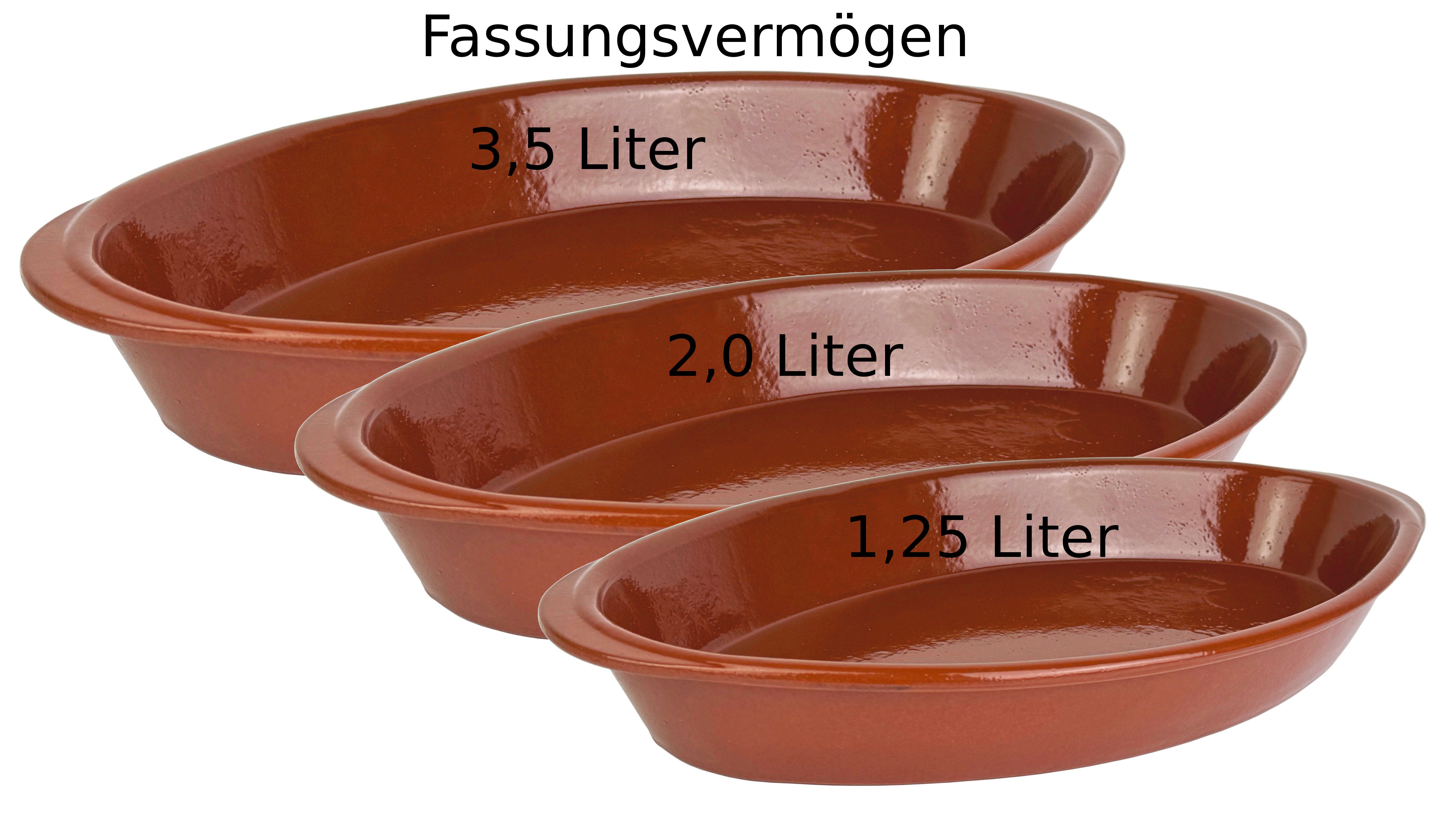 Arte Regal Auflaufform aus Ton, Servierschalen Mediterran Glasiert in 3 verschiedenen Größen