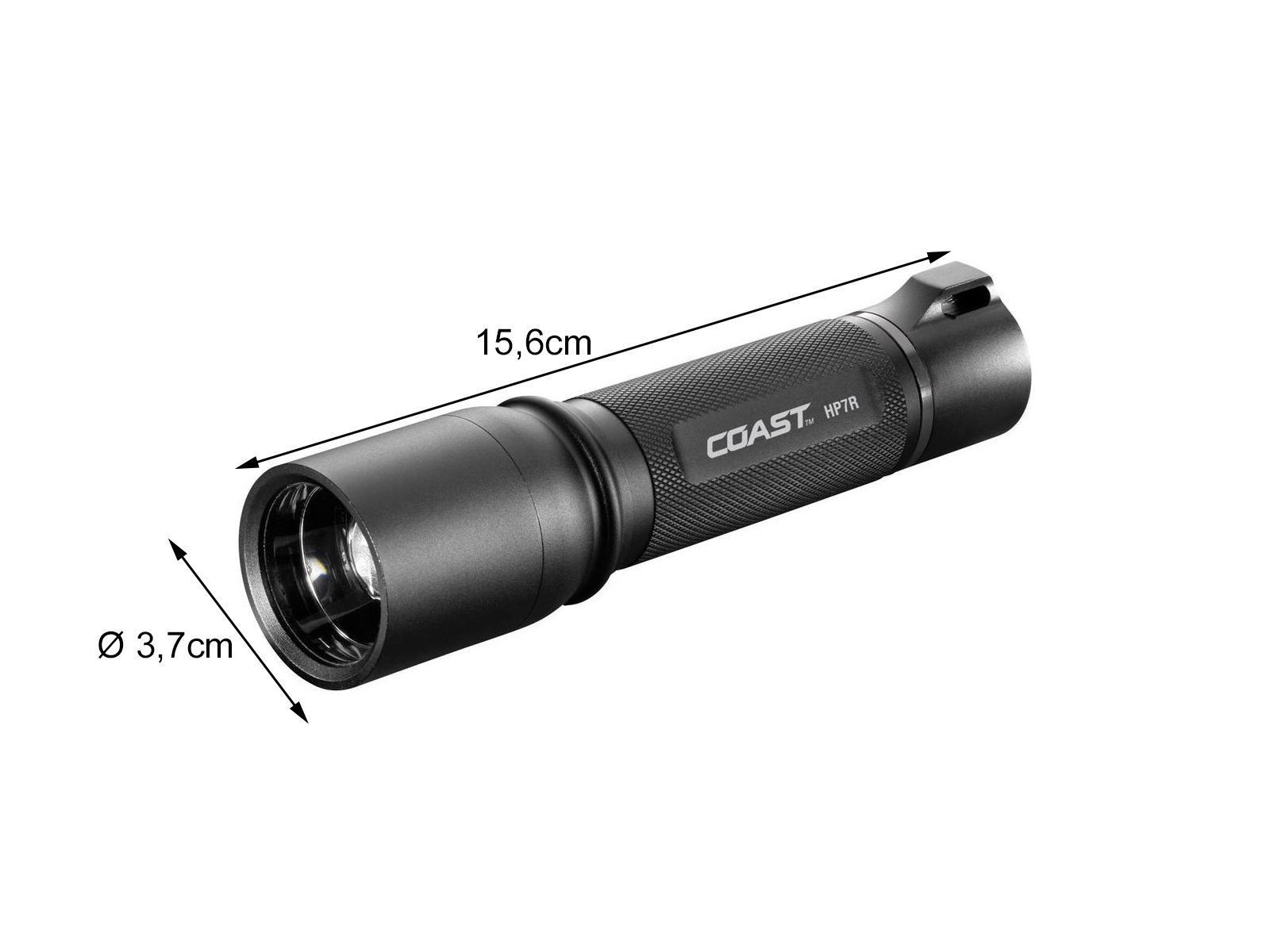 coast LED Taschenlampe, Dimmbar extrem hell, mit Batterie & Akku - 350 Meter große Reichweite