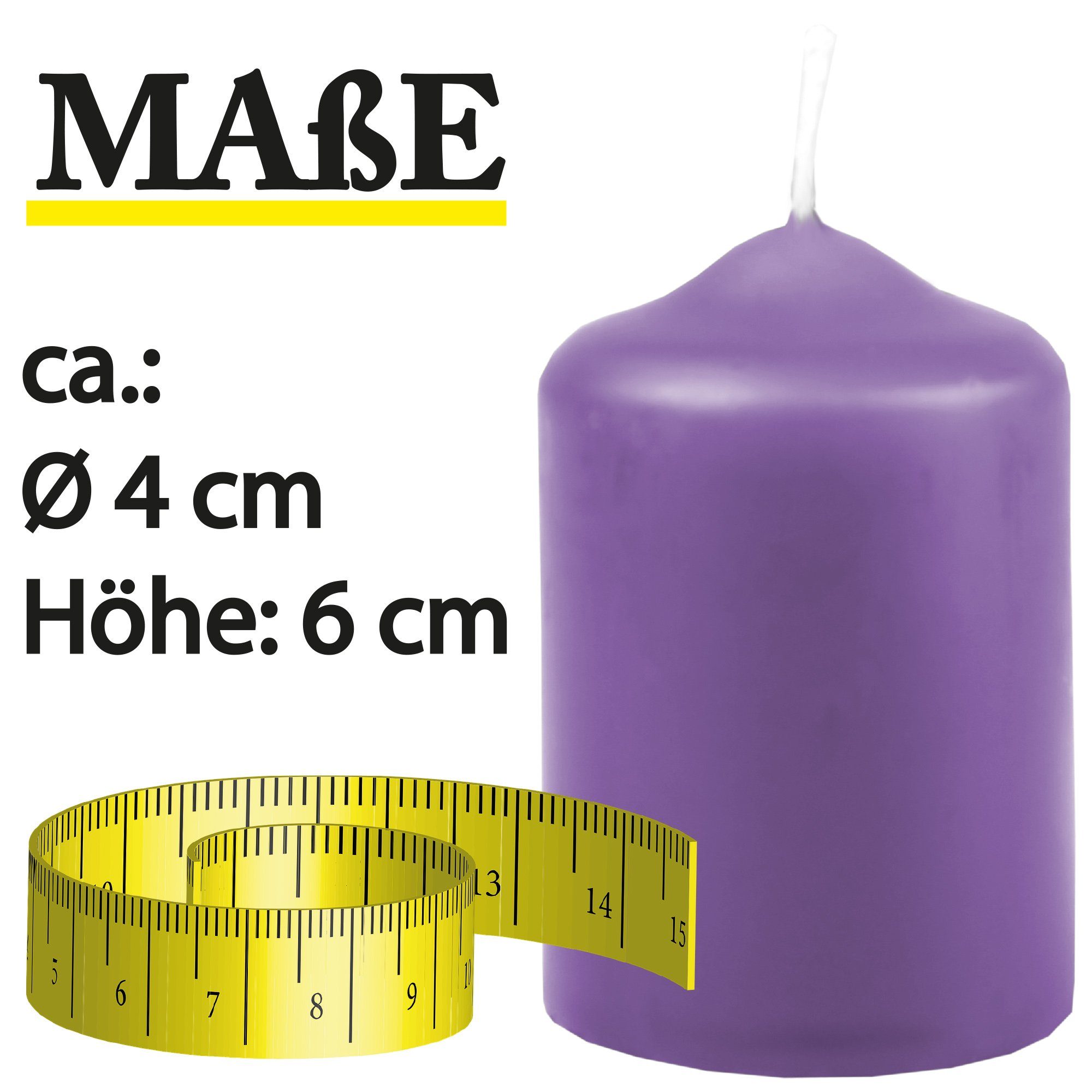 HS Candle Stumpenkerze aus Wachs (6-tlg., Dekolicht), Ø4xH6 cm Teelichtgröße, 7h Brenndauer je Kerze, Wachsmischung